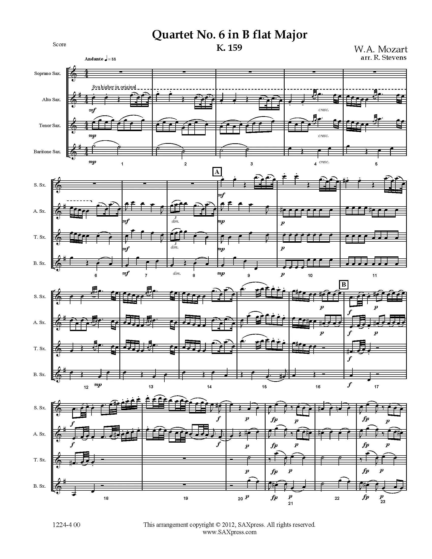 Quartet 6 in B flat Major, K.159 - Image 2