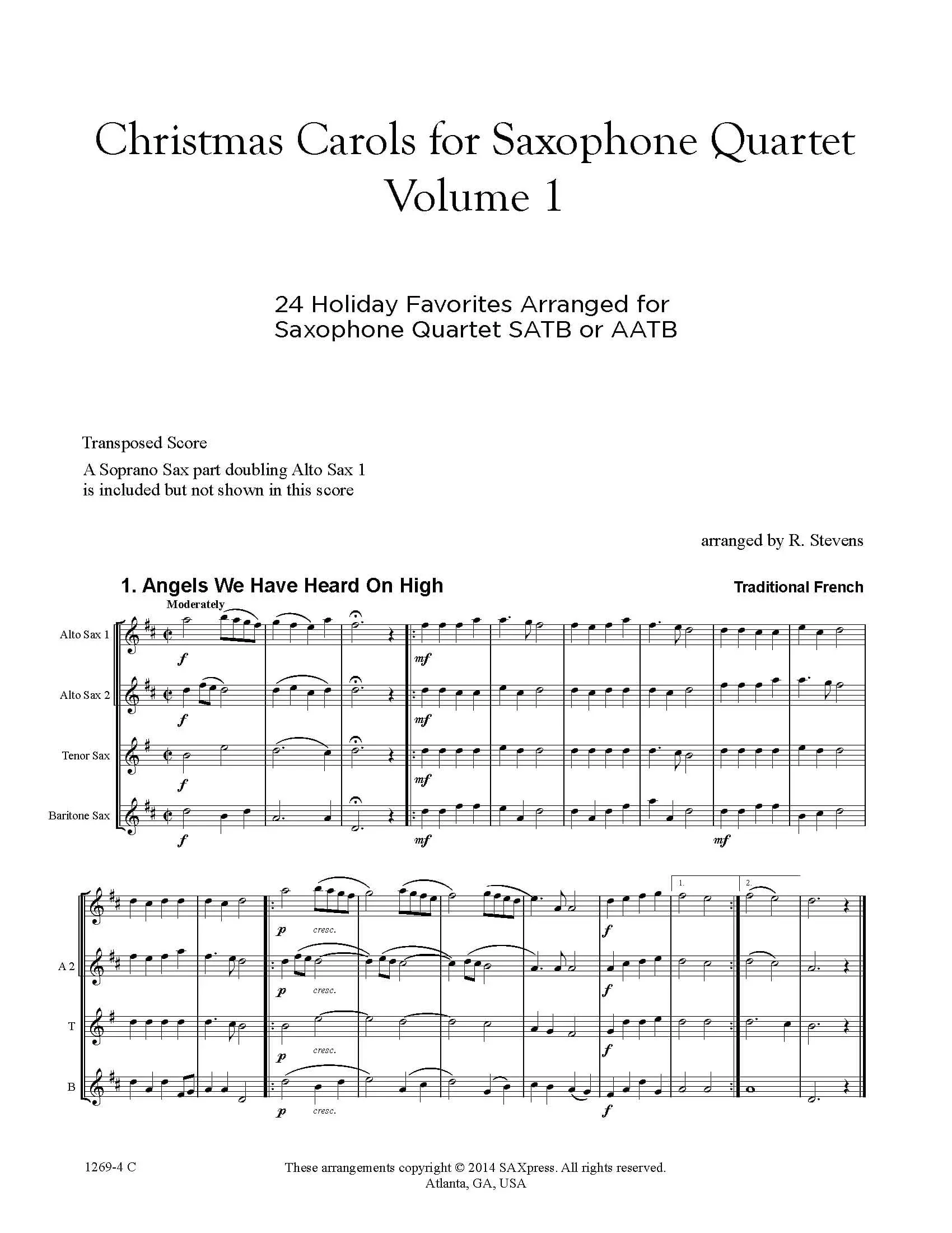 Christmas Carols for Saxophone Quartet Volume 1 - Image 3