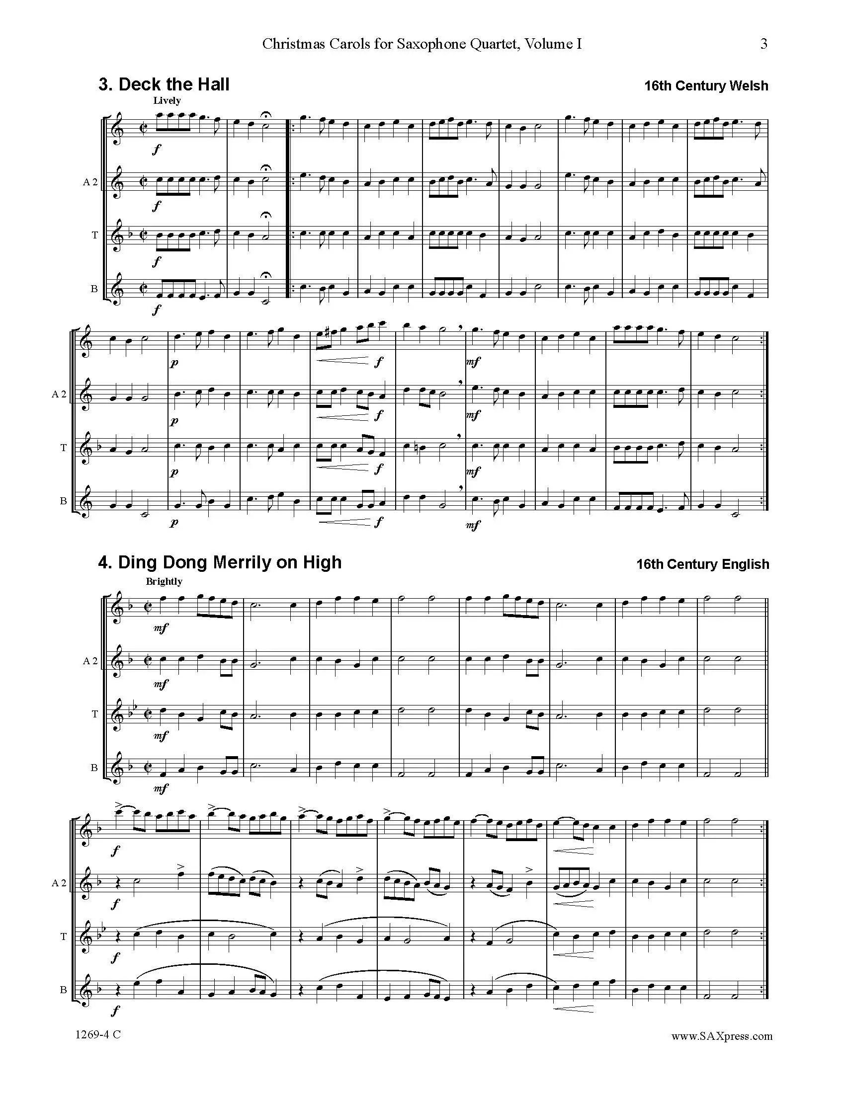 Christmas Carols for Saxophone Quartet Volume 1 - Image 5