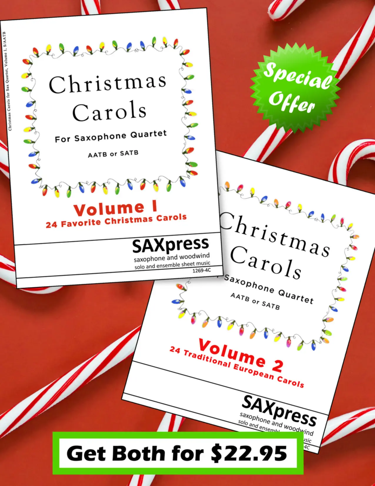 Christmas Carols for Sax Quartet | Volumes 1 and 2 | Special Offer