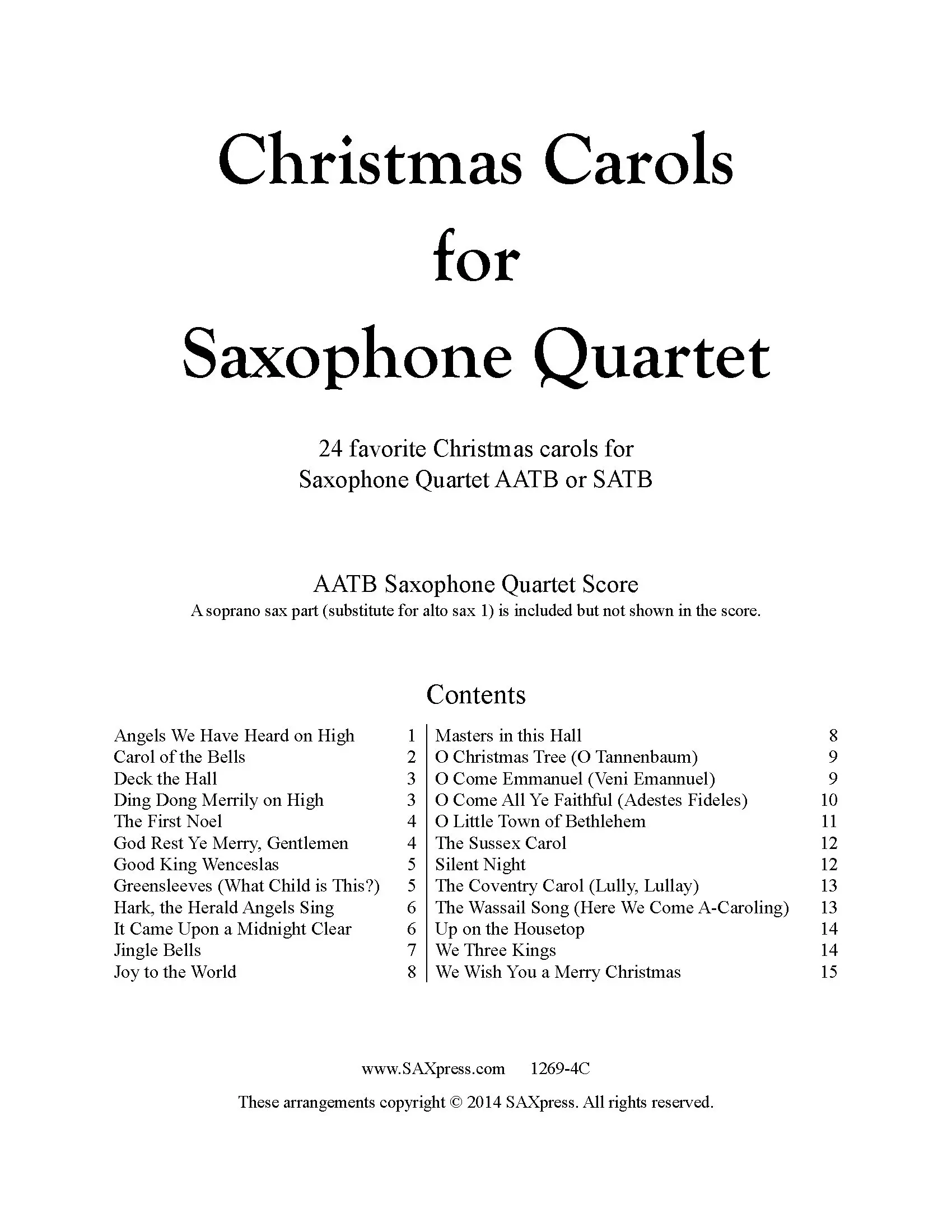 Christmas Carols for Saxophone Quartet Volume 1 - Image 2