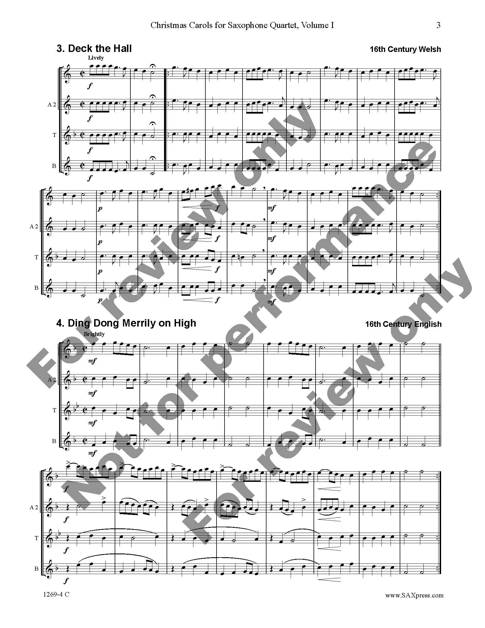 Christmas Carols for Saxophone Quartet Volume 1 - Image 5