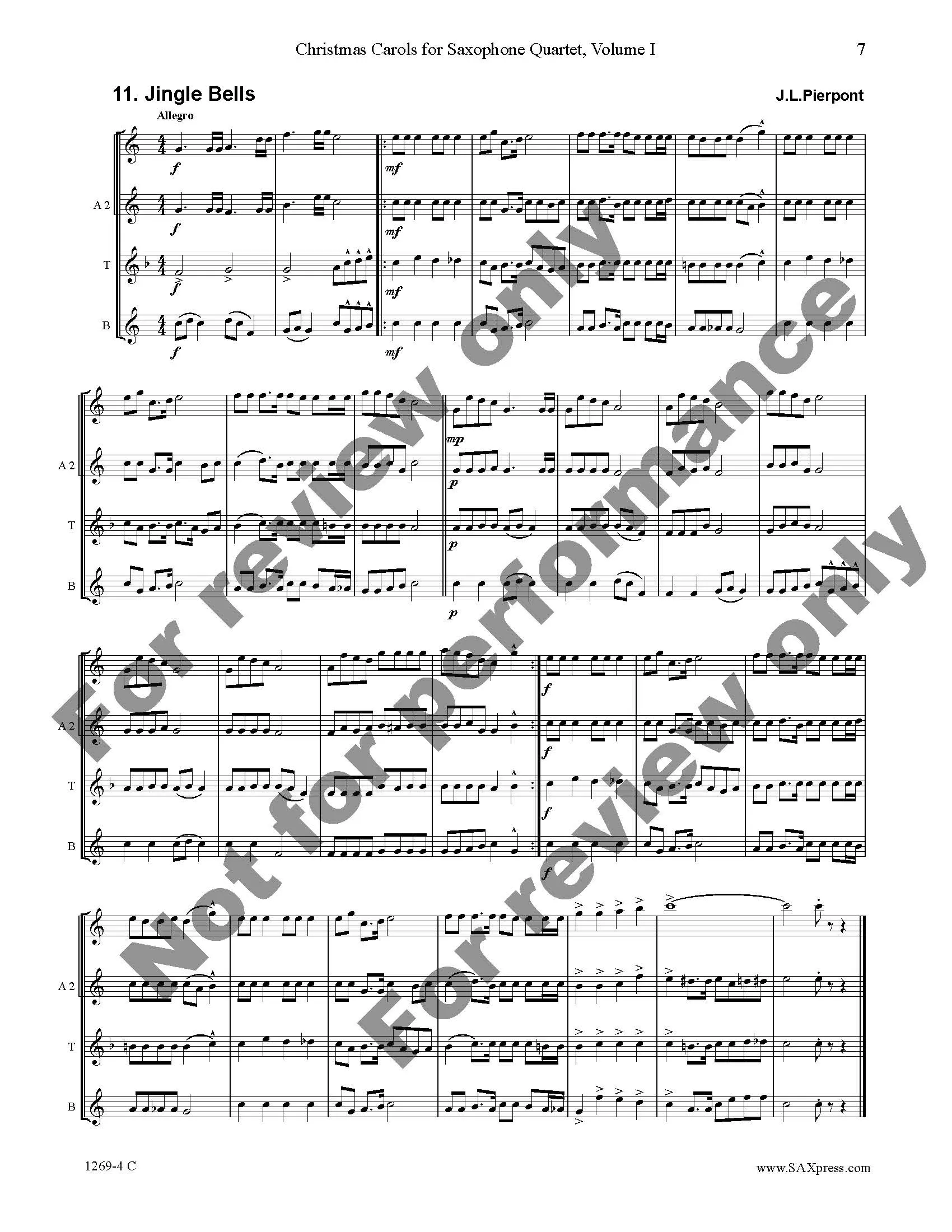 Christmas Carols for Saxophone Quartet Volume 1 - Image 9