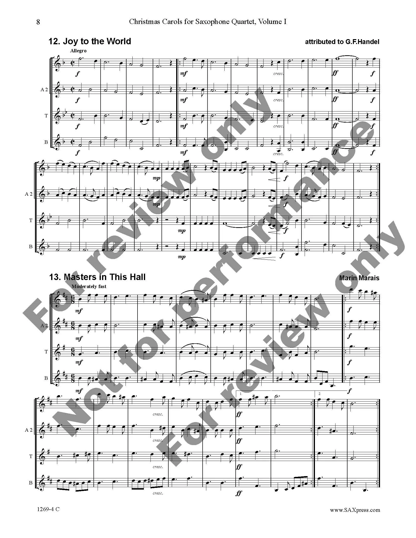 Christmas Carols for Saxophone Quartet Volume 1 - Image 10