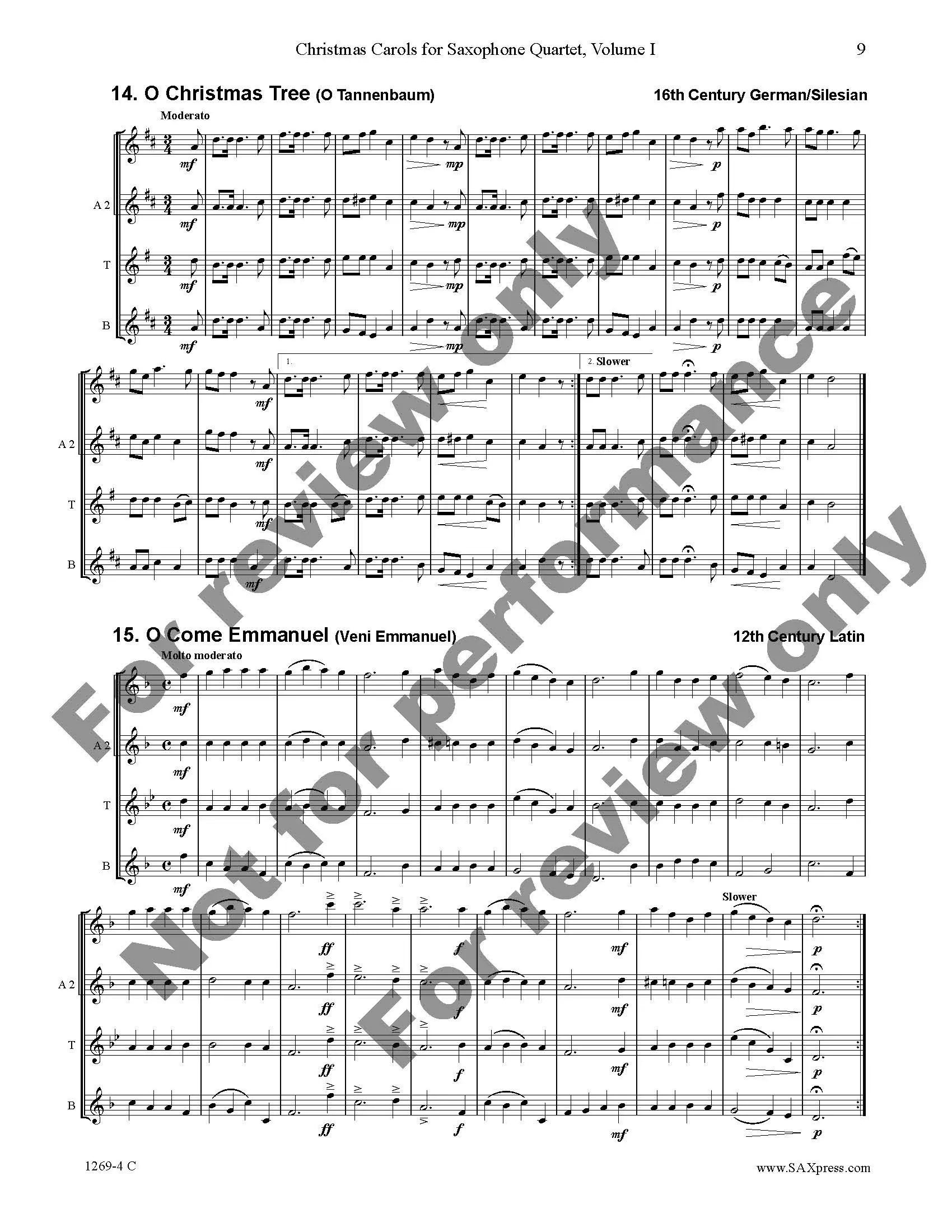 Christmas Carols for Saxophone Quartet Volume 1 - Image 11