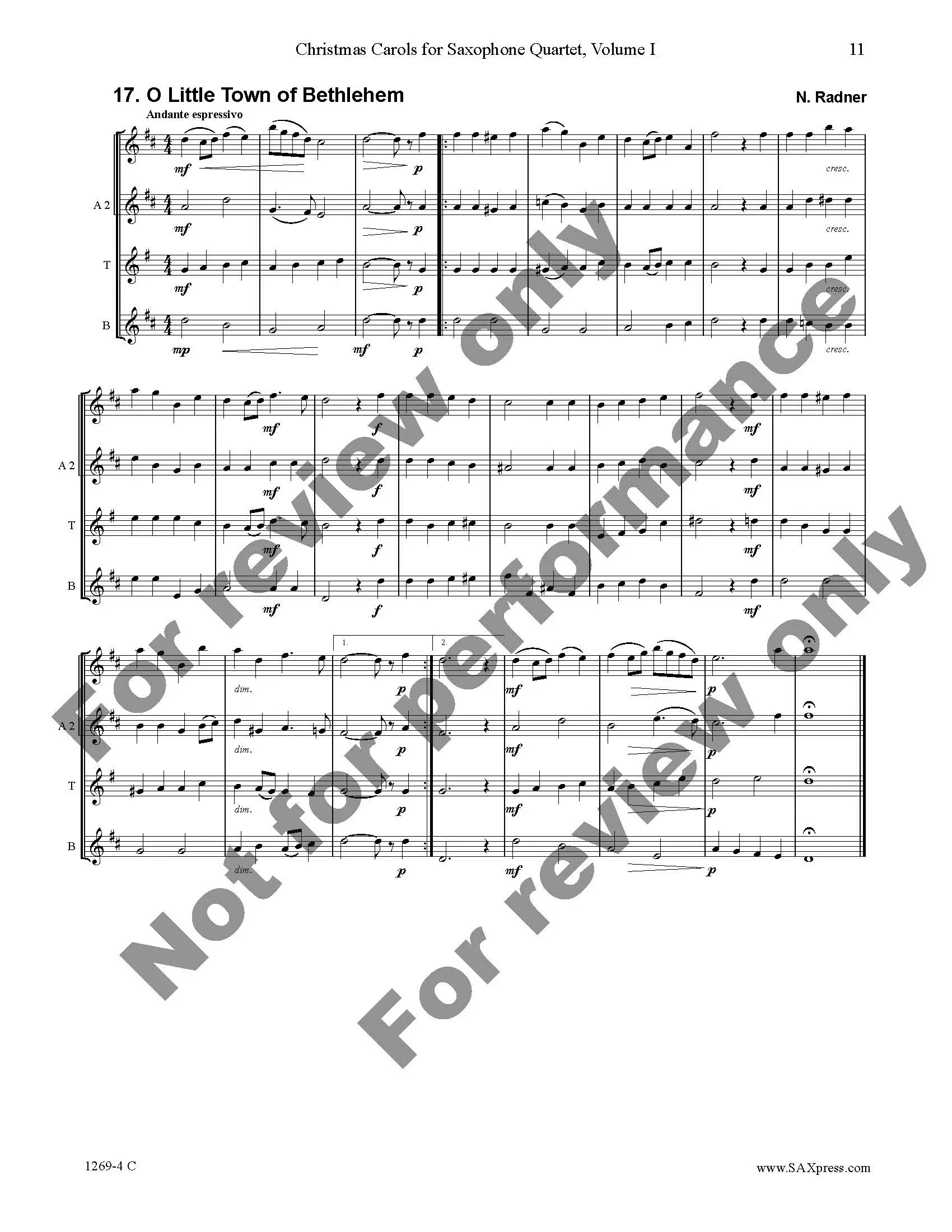 Christmas Carols for Saxophone Quartet Volume 1 - Image 13