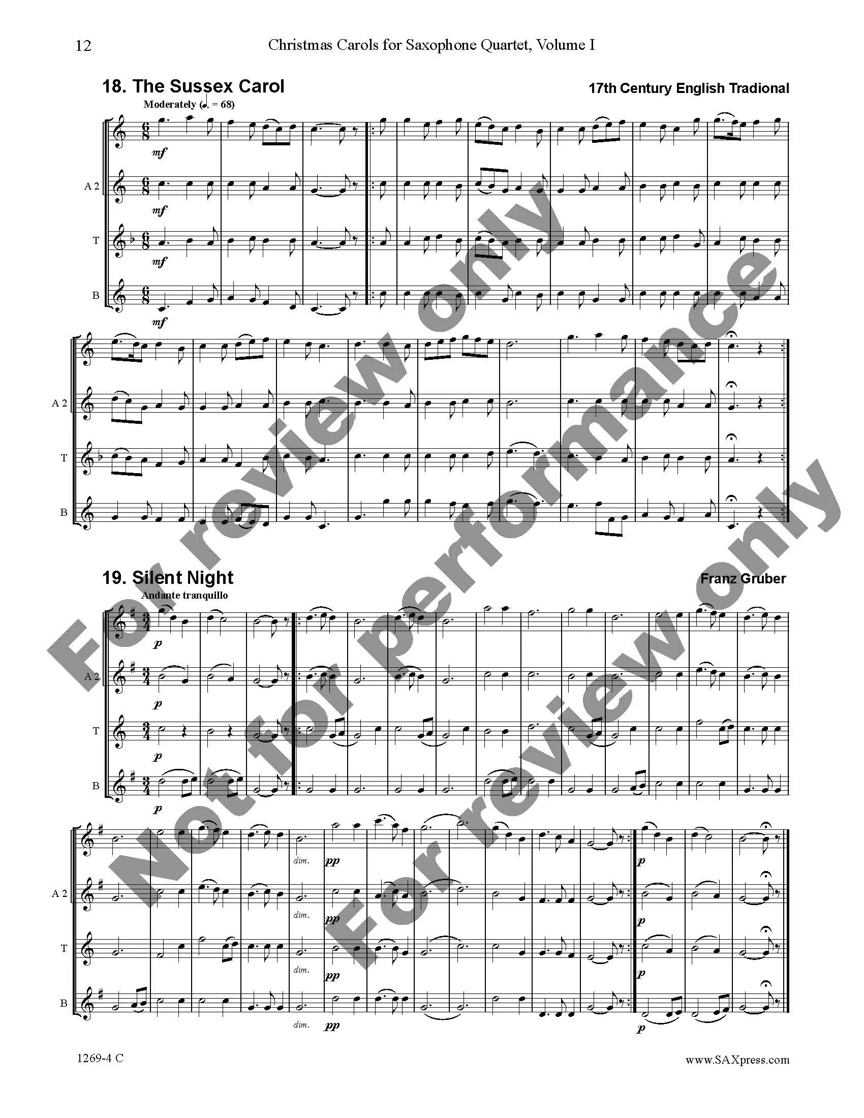 Christmas Carols for Saxophone Quartet Volume 1 - Image 14