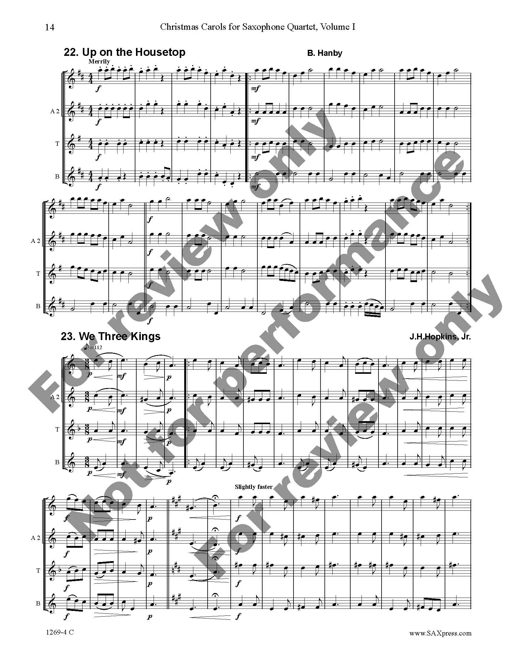 Christmas Carols for Saxophone Quartet Volume 1 - Image 16
