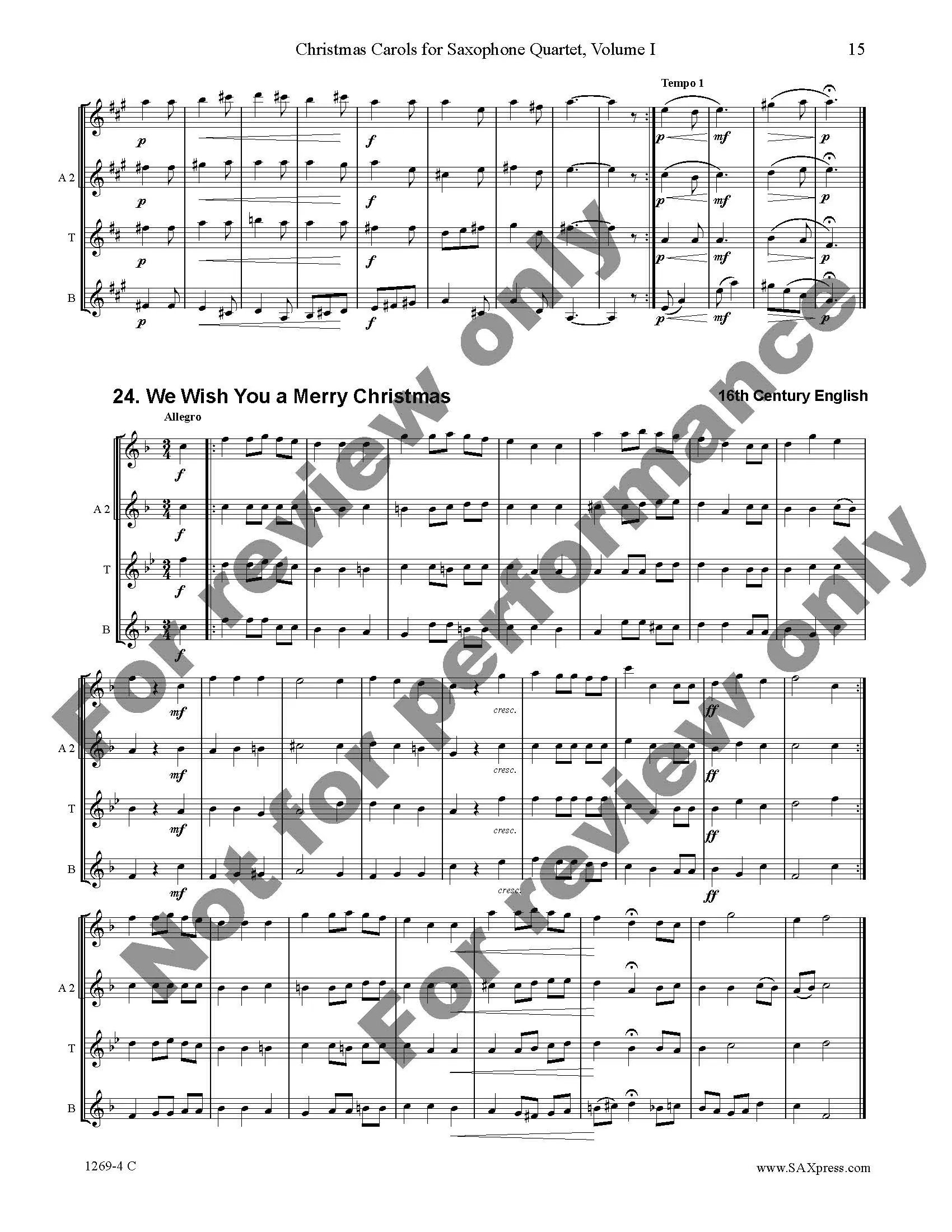 Christmas Carols for Saxophone Quartet Volume 1 - Image 17