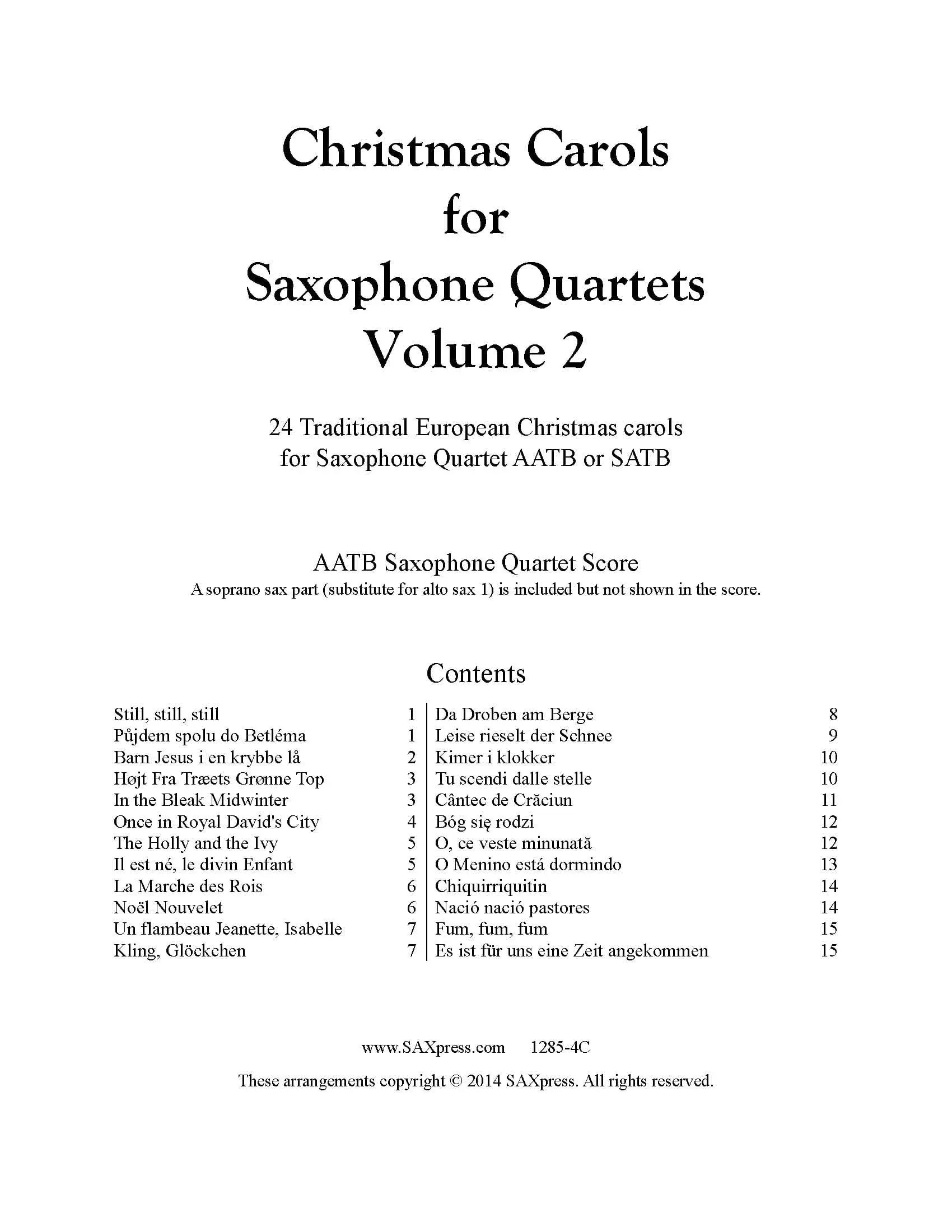Christmas Carols for Saxophone Quartet Volume 2 - Image 2