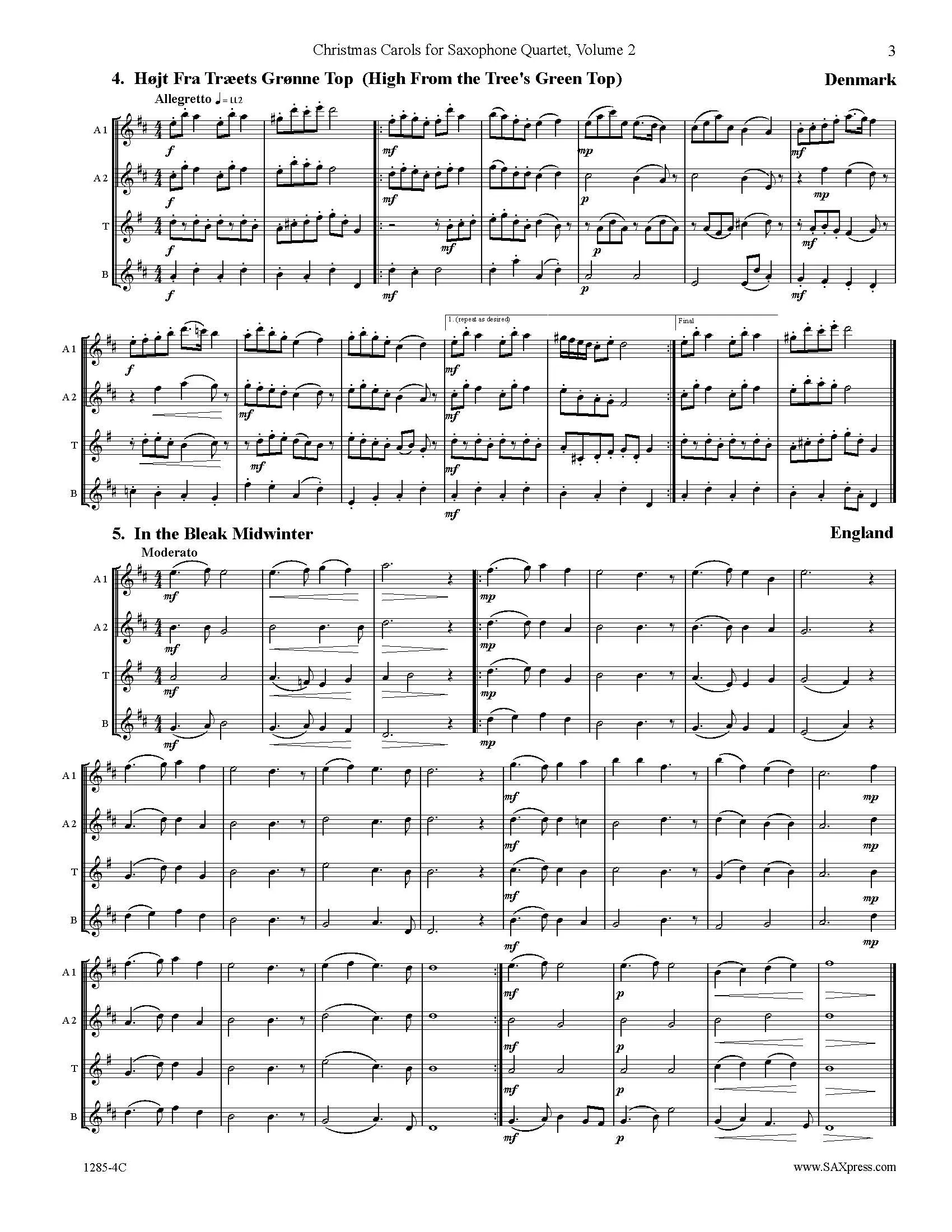 Christmas Carols for Saxophone Quartet Volume 2 - Image 5