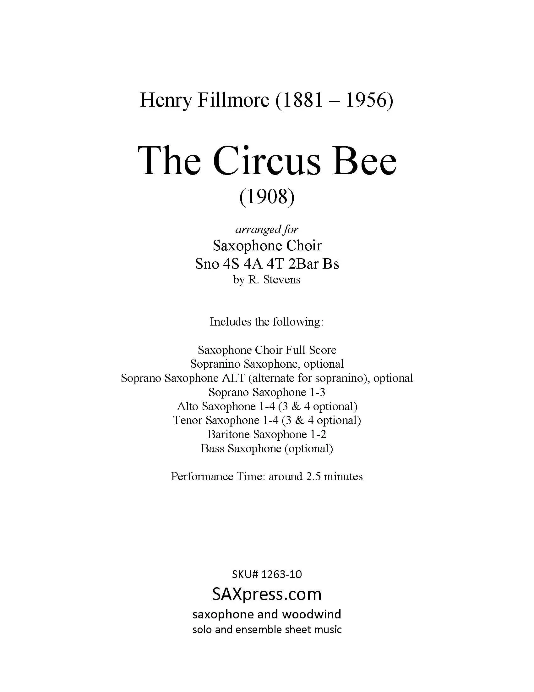 The Circus Bee - Saxophone Choir - Image 2