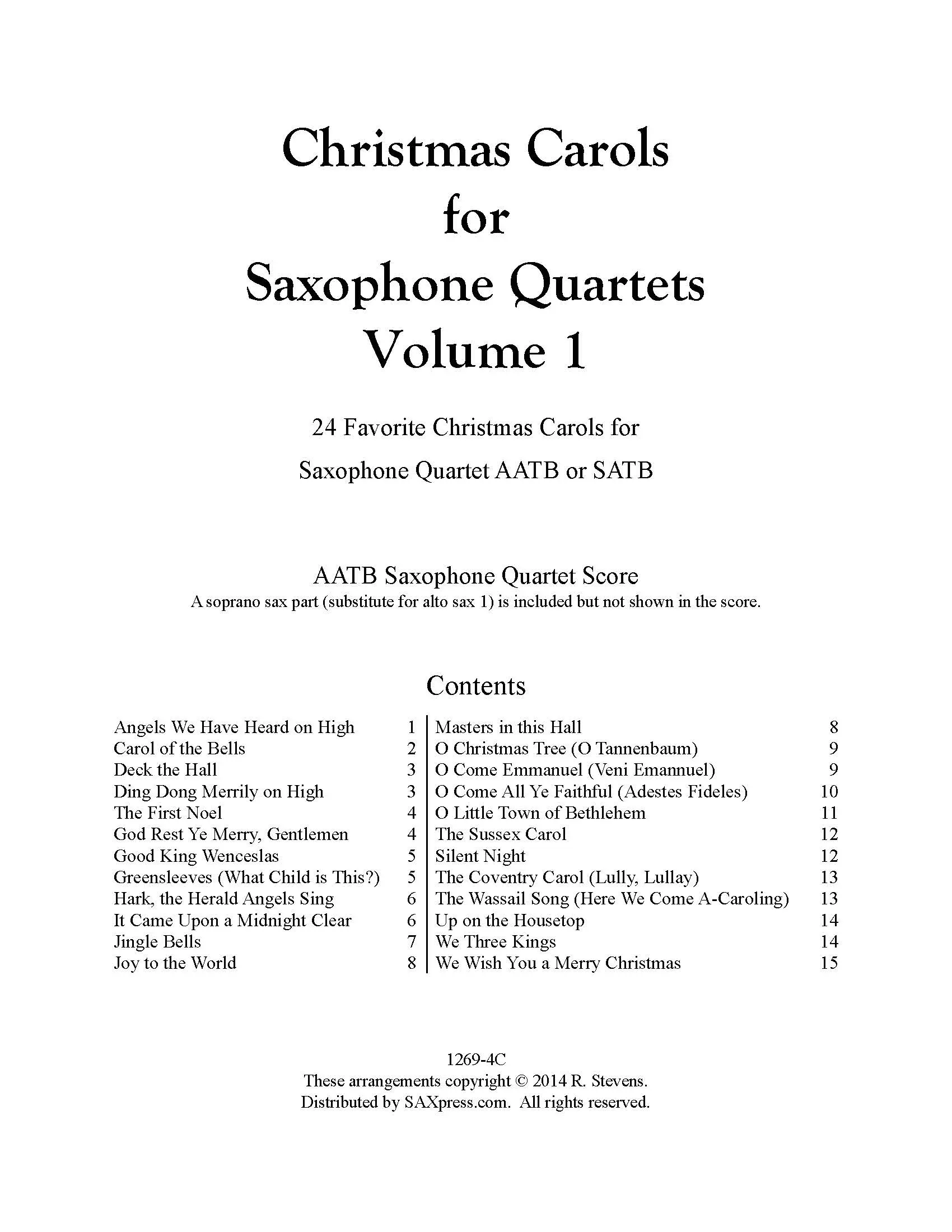 Christmas Carols for Sax Quartet | Volumes 1 and 2 | Special Offer - Image 2