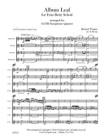 Album Leaf for Frau Betty Schott Saxophone Quartet - Image 2