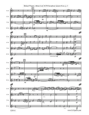 Album Leaf for Frau Betty Schott Saxophone Quartet - Image 3