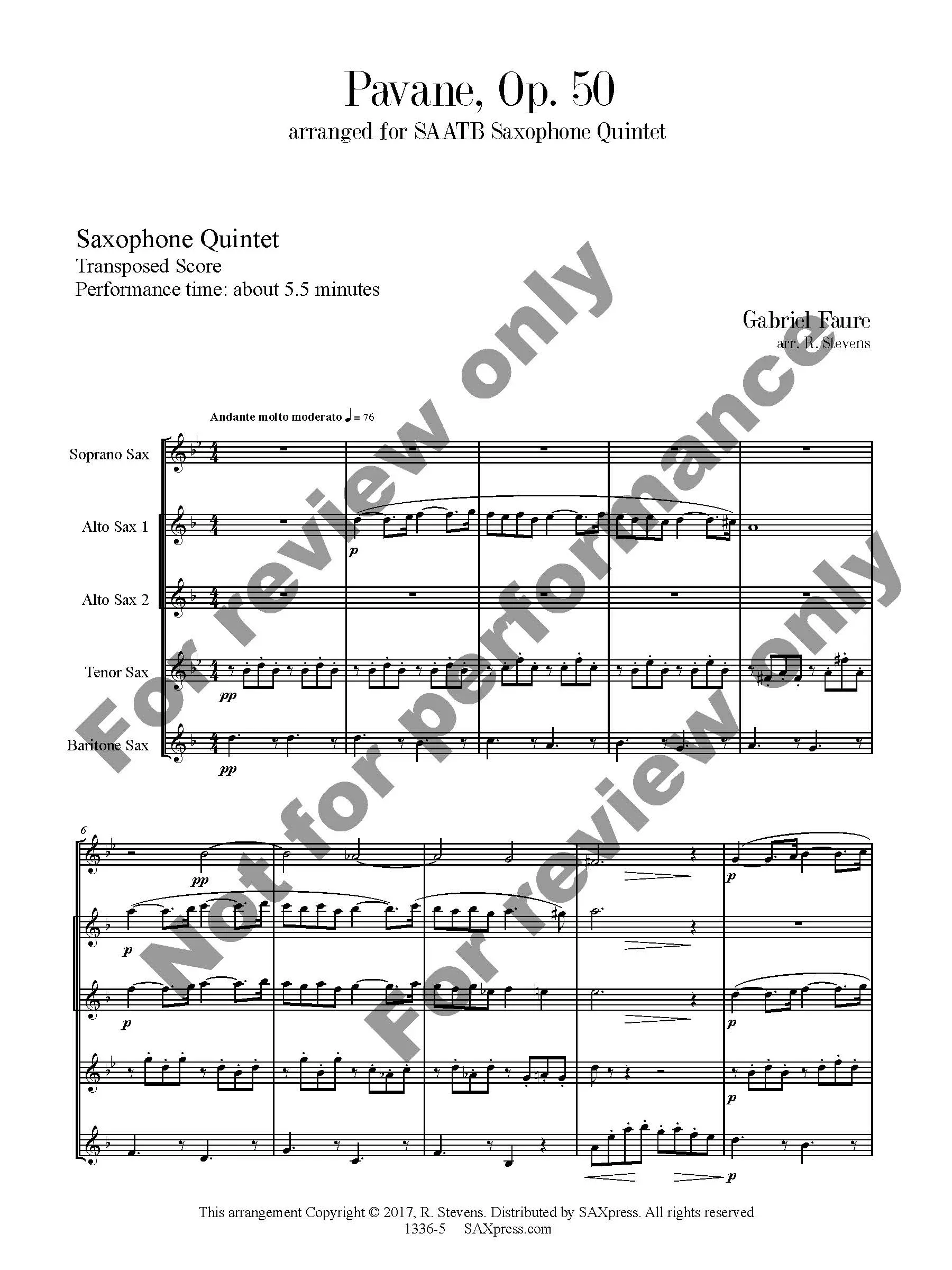 Pavane, Op. 50 | Saxophone Quintet - Image 2