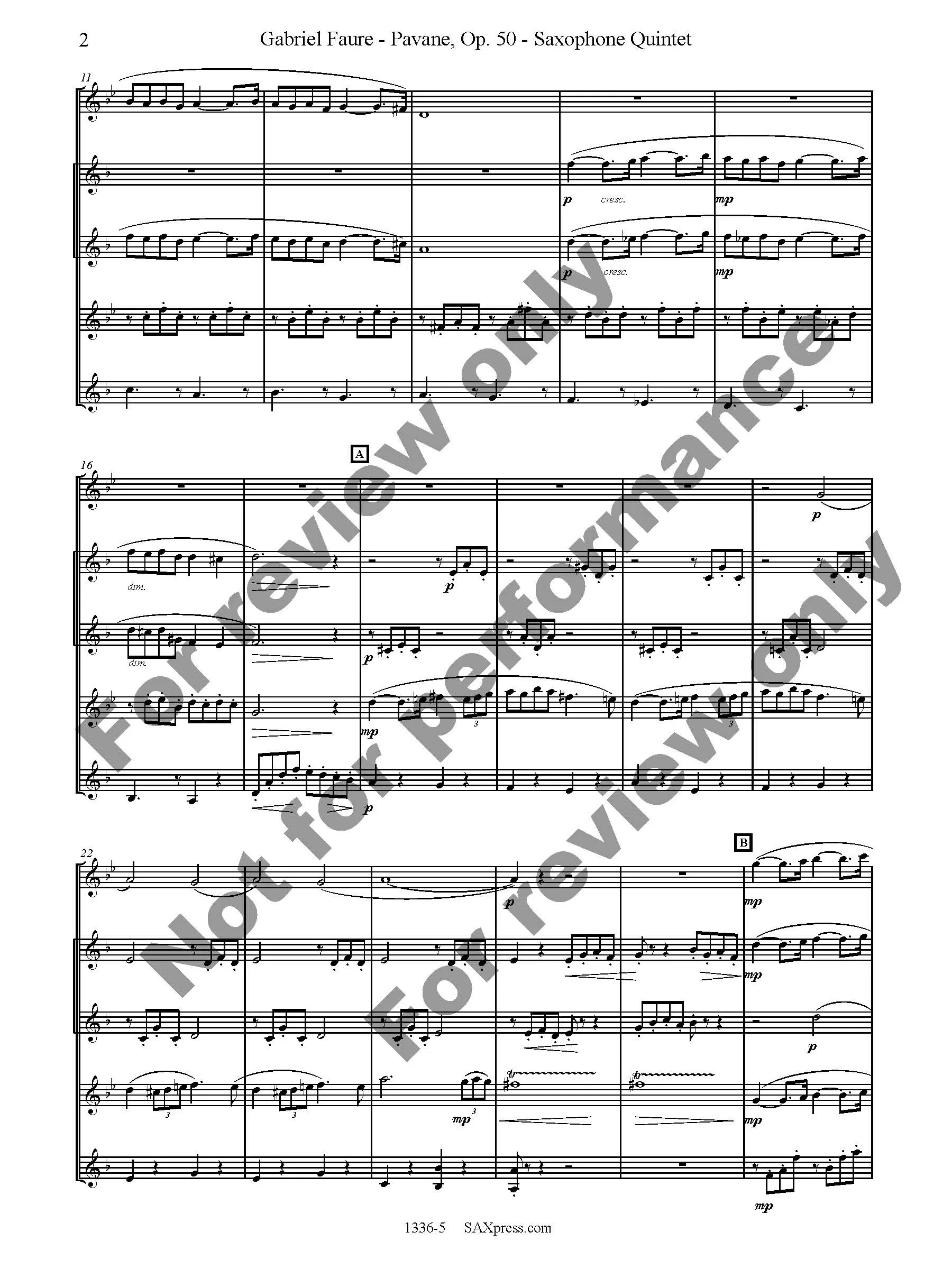 Pavane, Op. 50 | Saxophone Quintet - Image 3