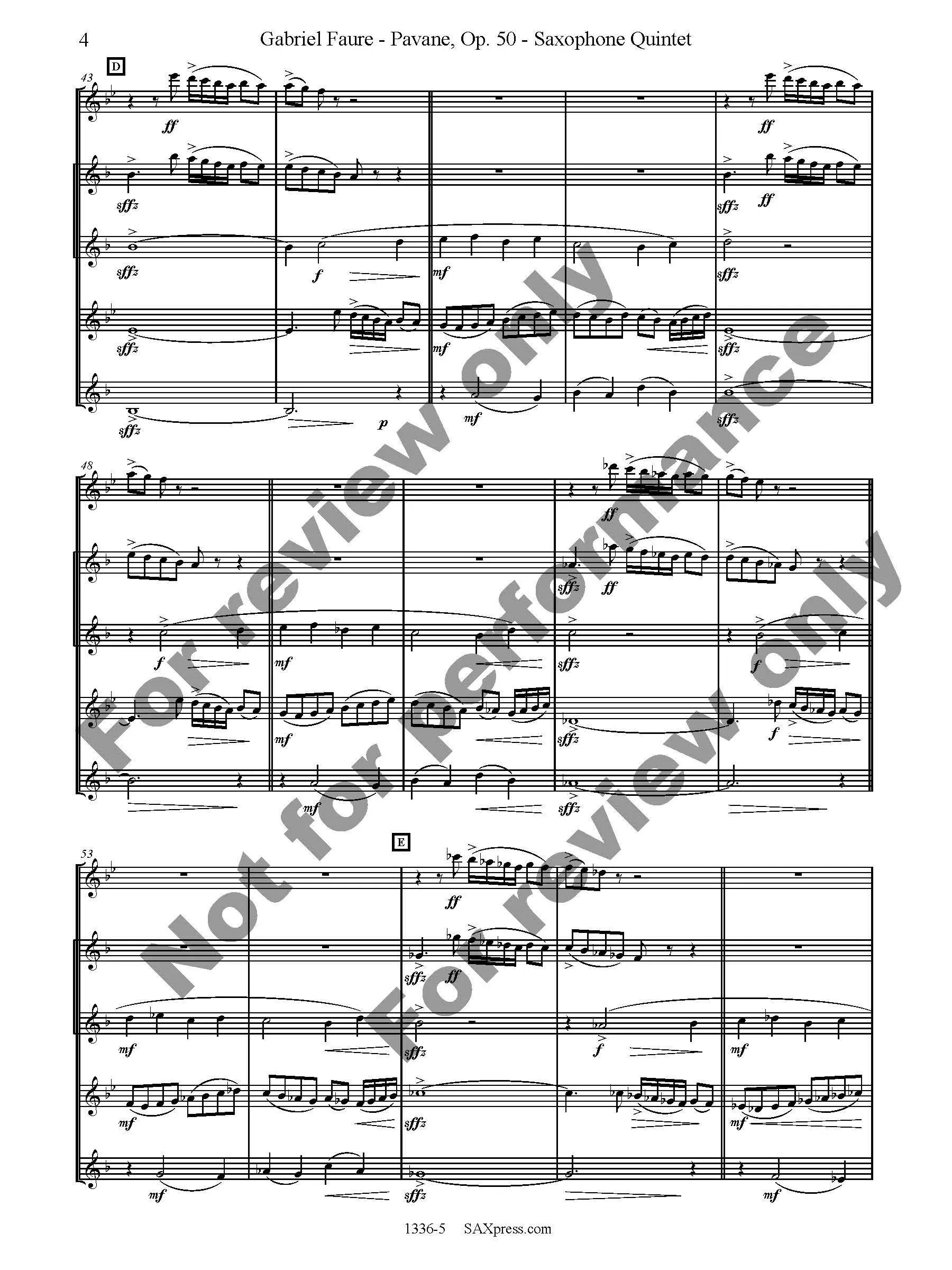 Pavane, Op. 50 | Saxophone Quintet - Image 5