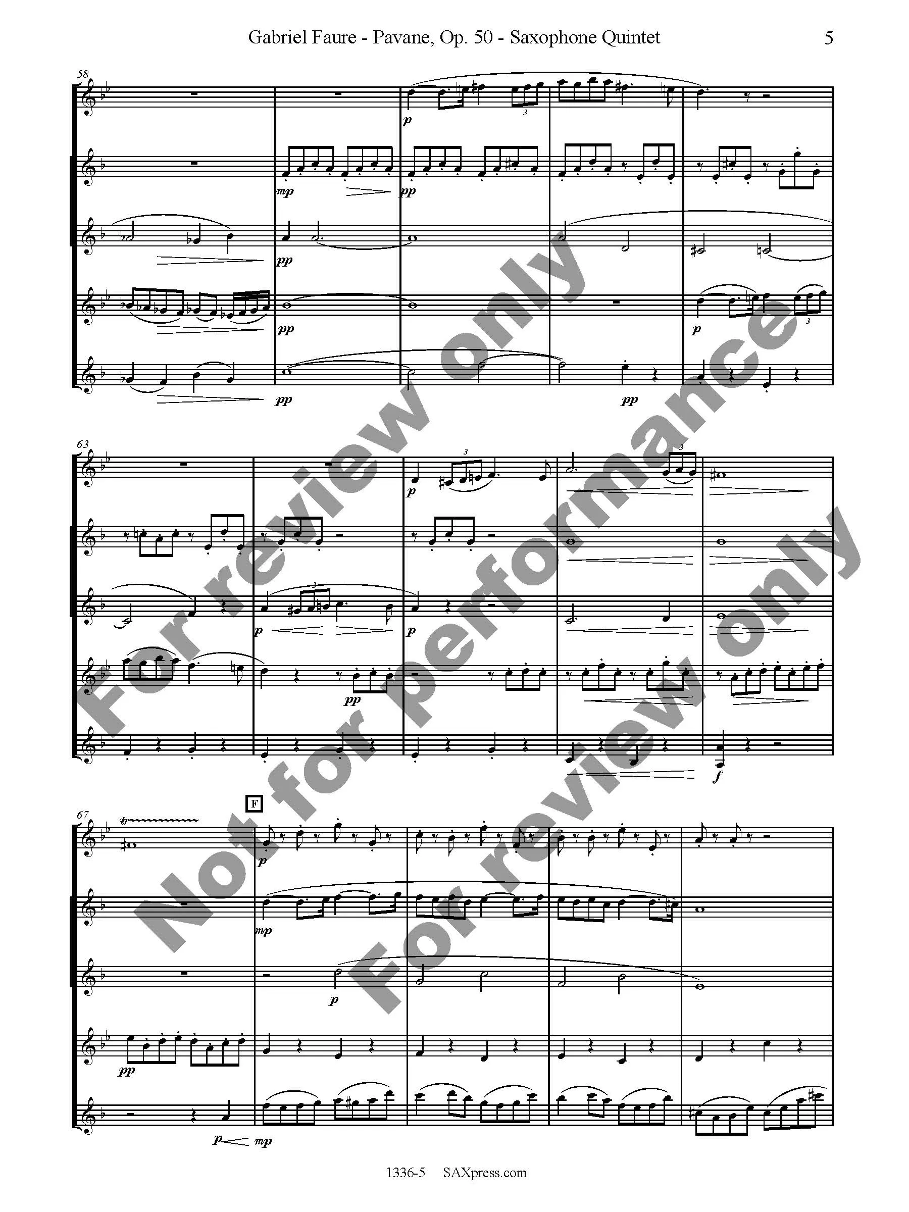 Pavane, Op. 50 | Saxophone Quintet - Image 6