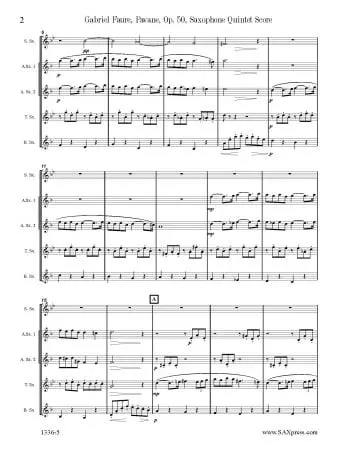 Pavane, Op. 50  | Sax  Quintet - Image 3