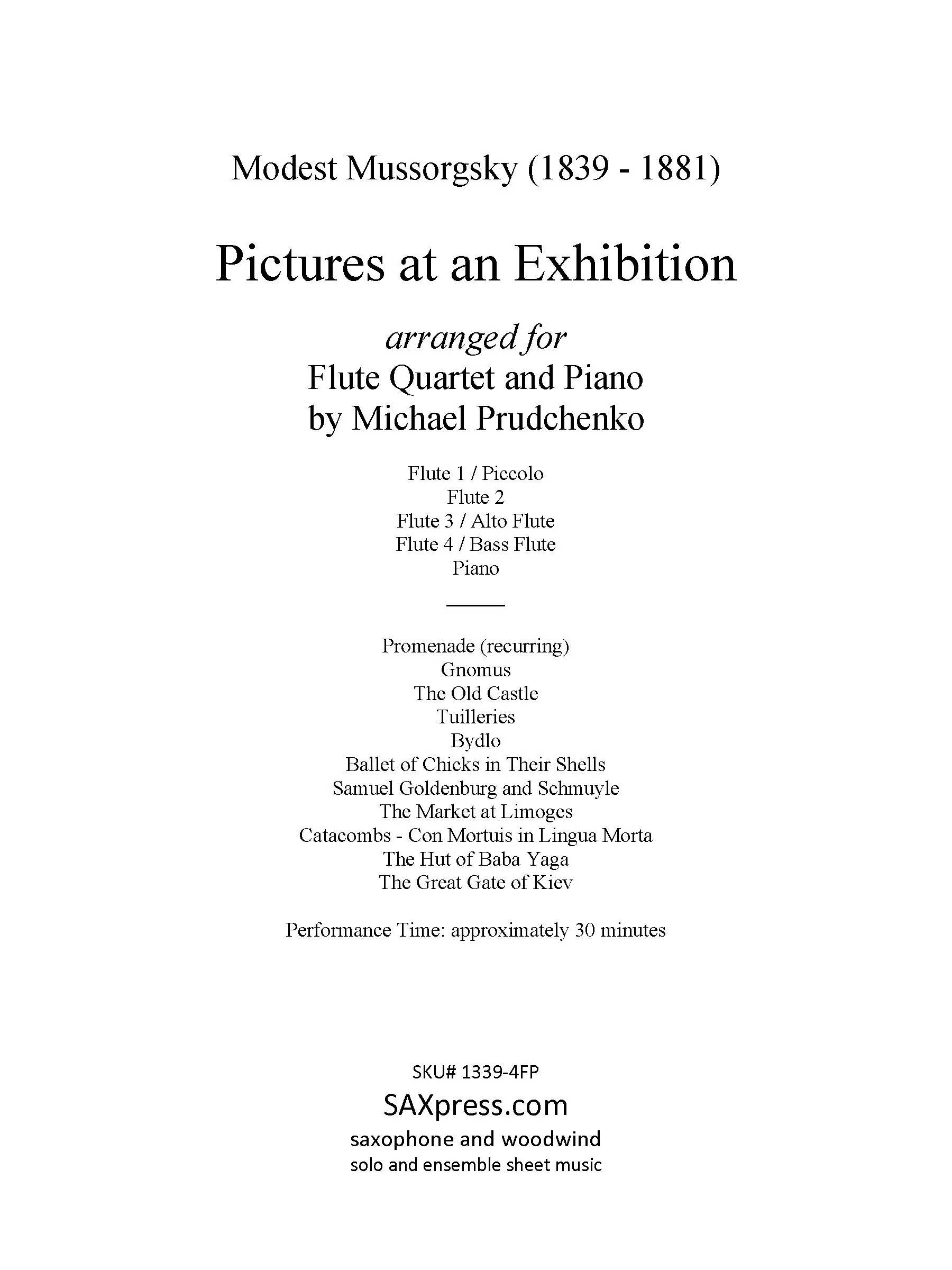 Pictures at an Exhibition Flute Quartet with Piano - Image 2