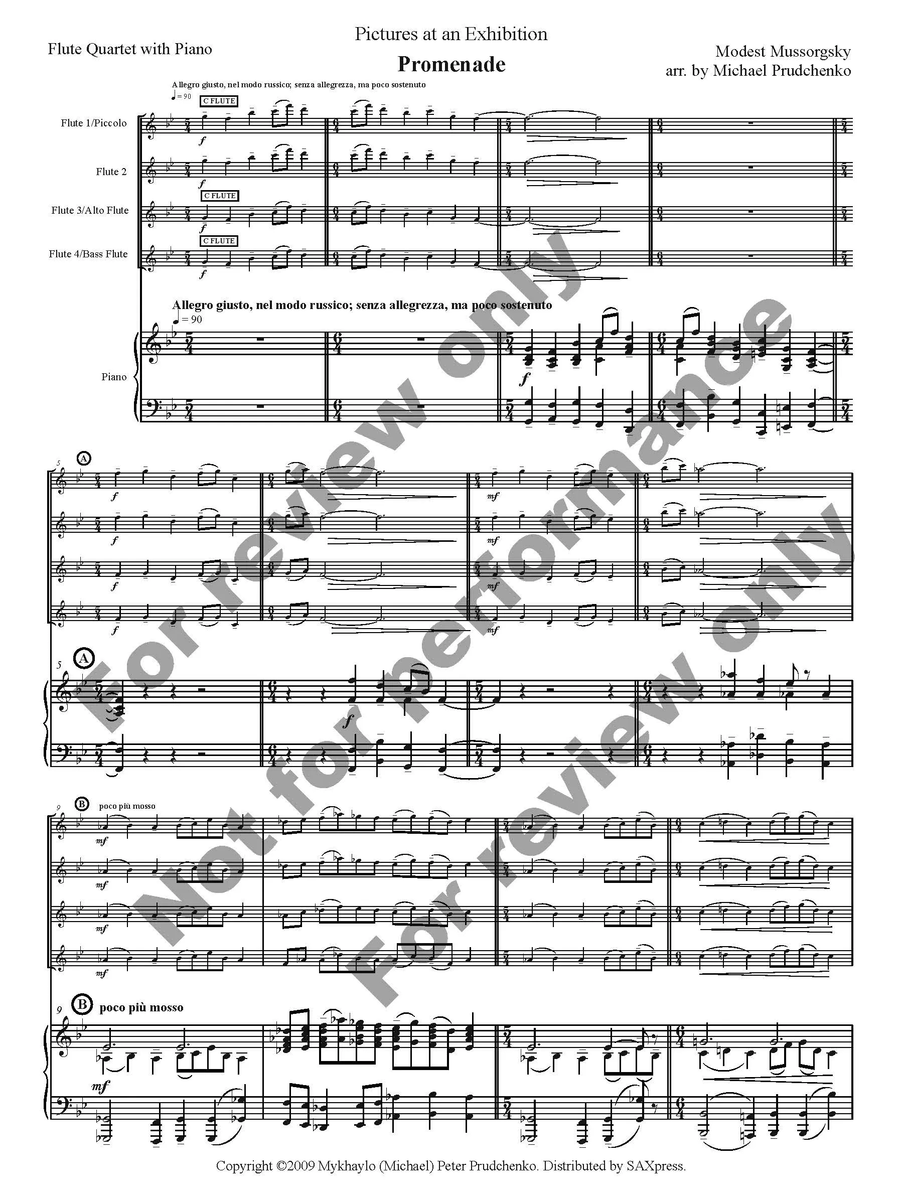 Pictures at an Exhibition Flute Quartet with Piano - Image 3