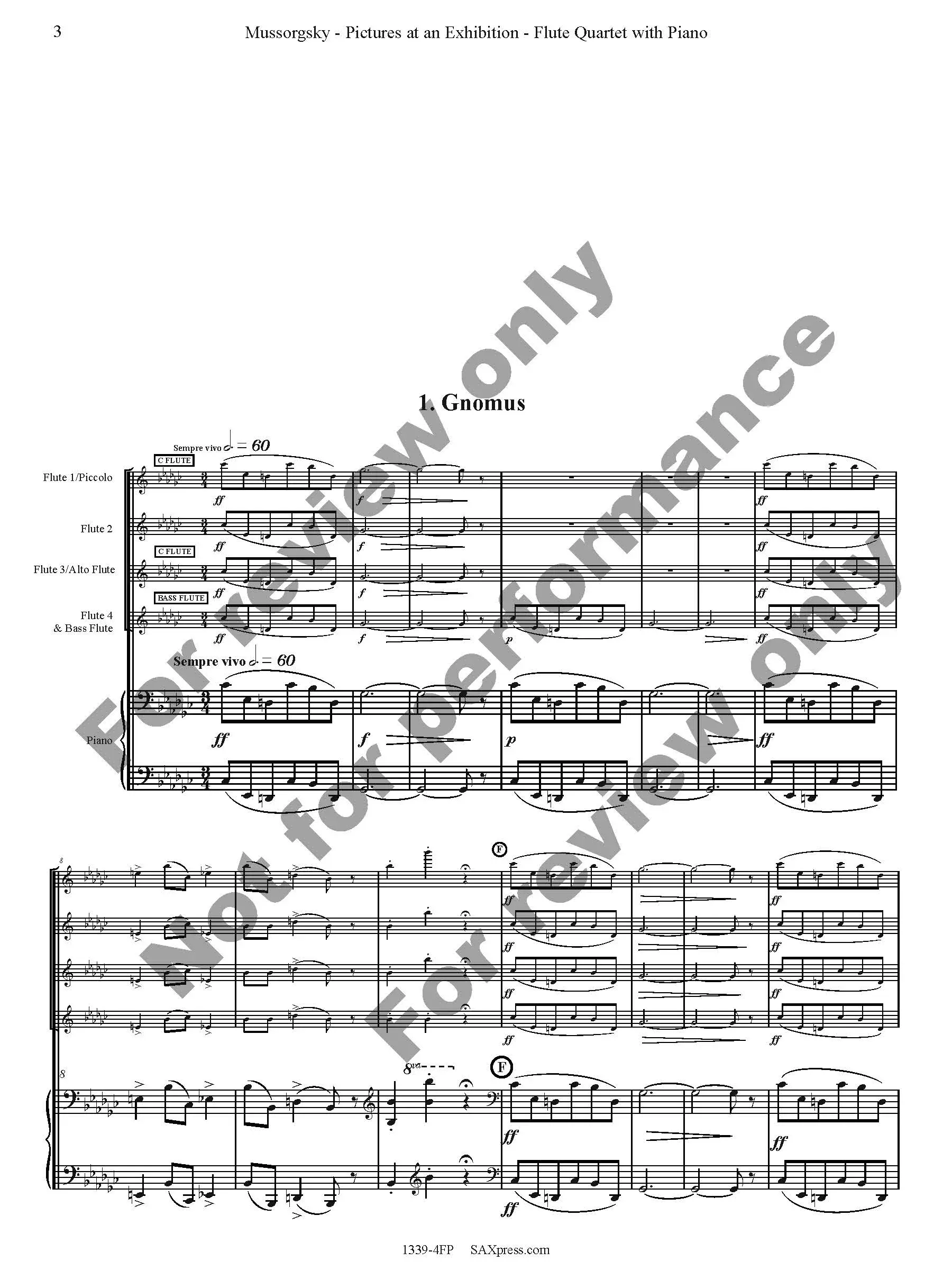 Pictures at an Exhibition Flute Quartet with Piano - Image 5