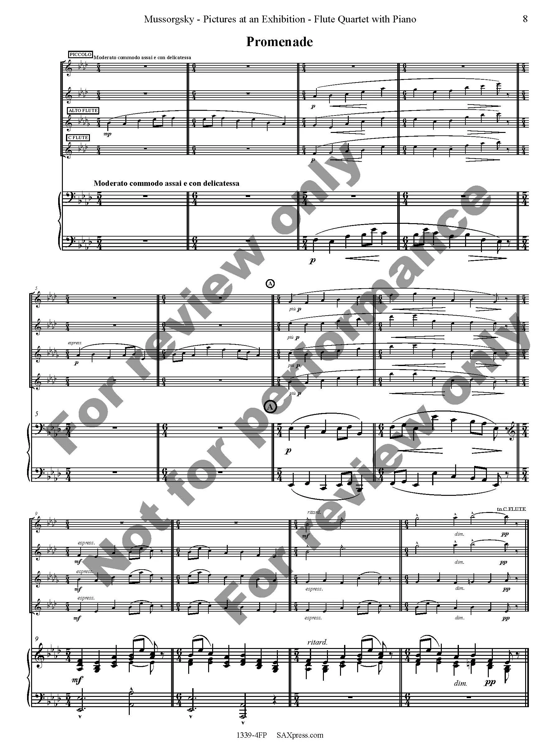 Pictures at an Exhibition Flute Quartet with Piano - Image 10