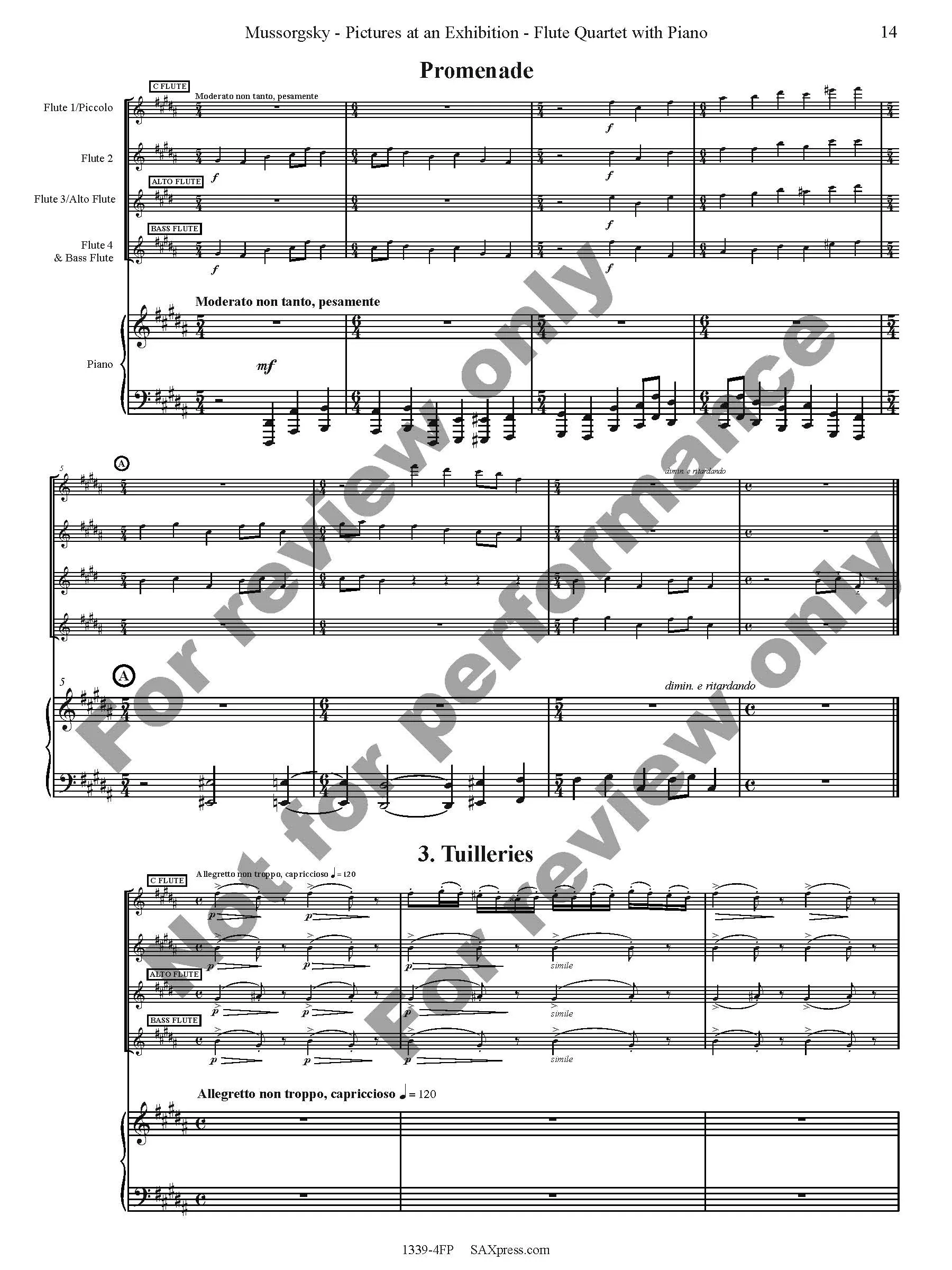 Pictures at an Exhibition Flute Quartet with Piano - Image 16