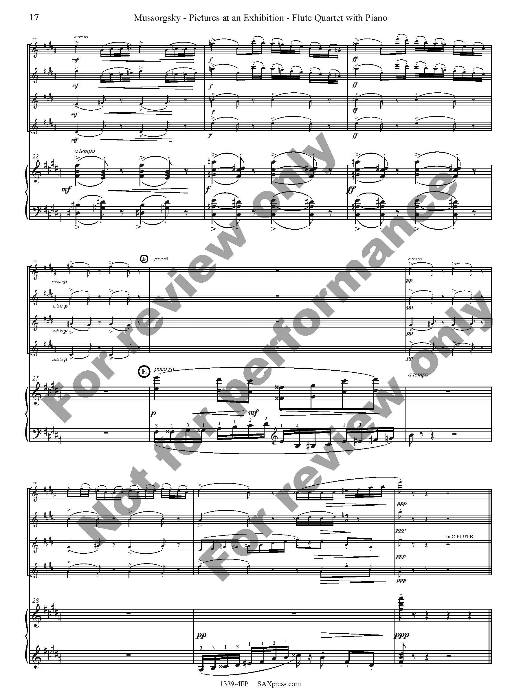 Pictures at an Exhibition Flute Quartet with Piano - Image 19