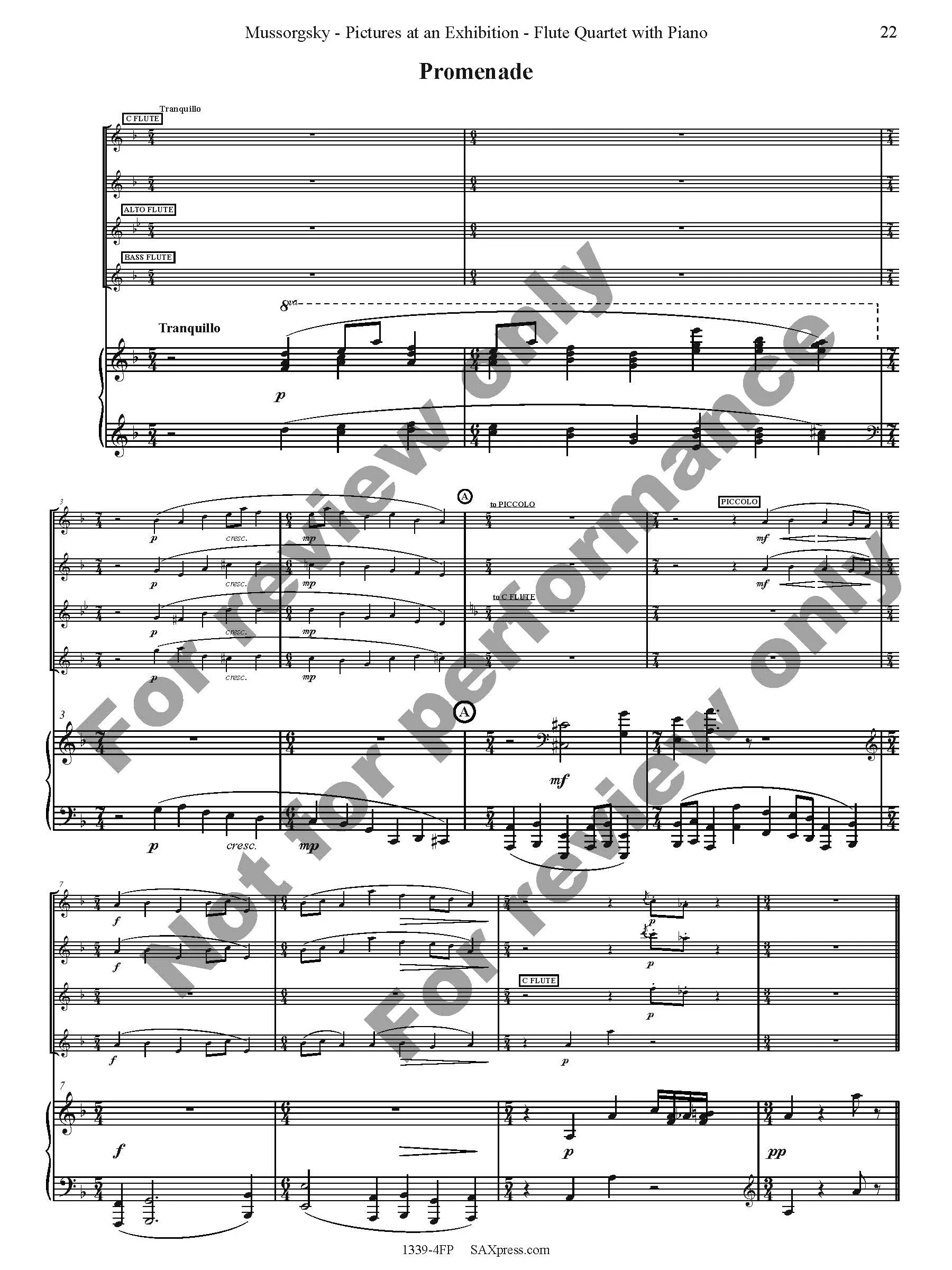 Pictures at an Exhibition Flute Quartet with Piano - Image 24
