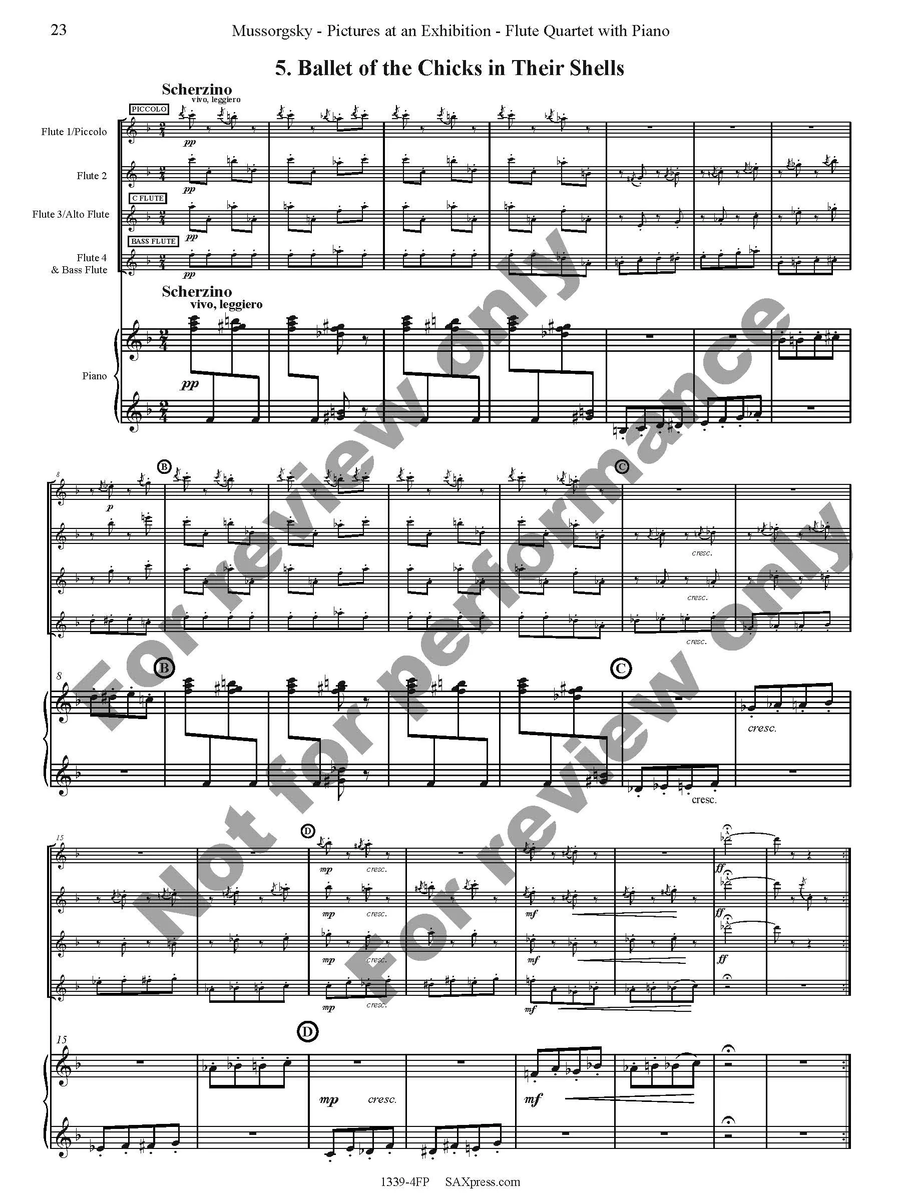 Pictures at an Exhibition Flute Quartet with Piano - Image 25