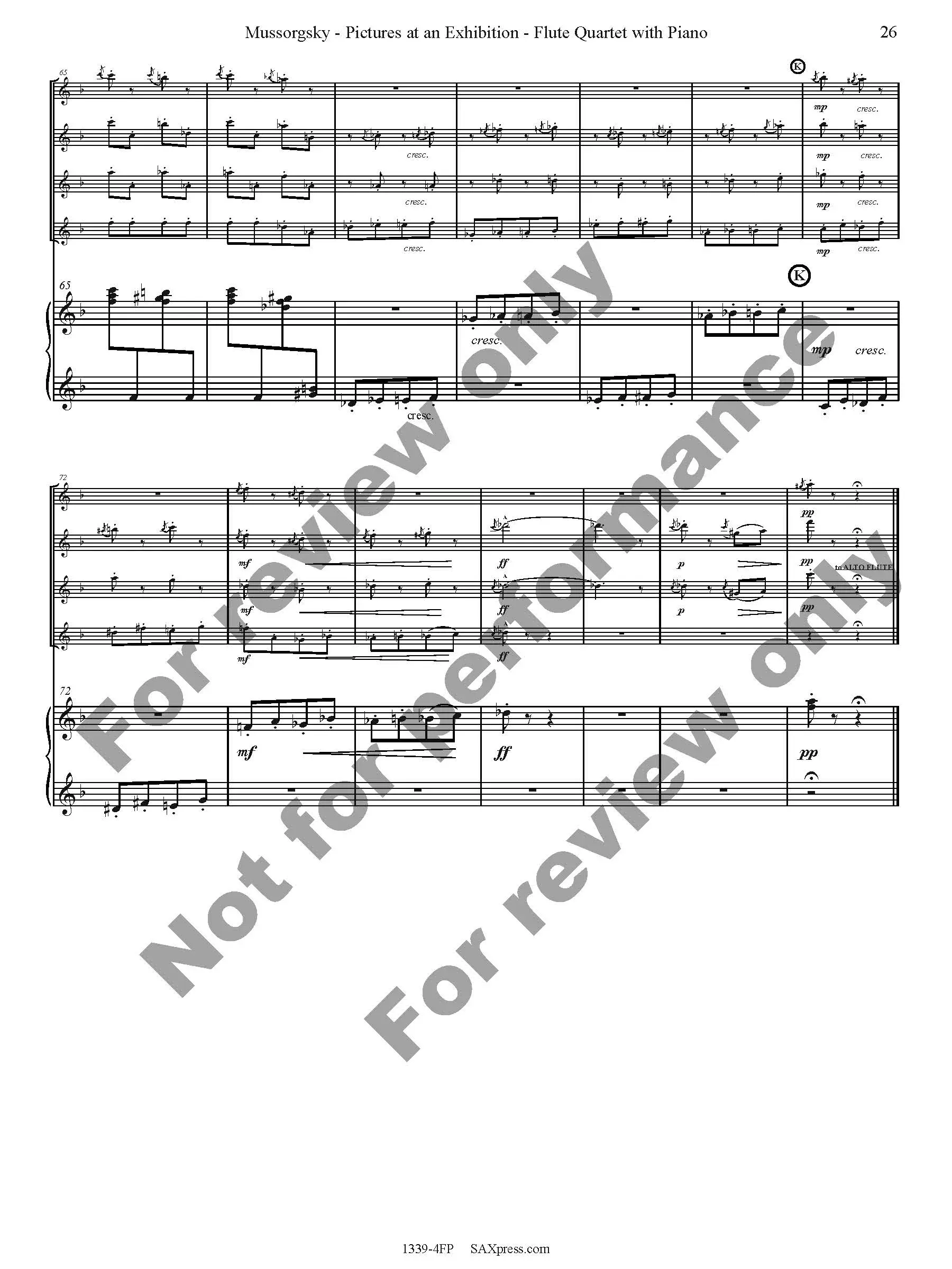 Pictures at an Exhibition Flute Quartet with Piano - Image 28