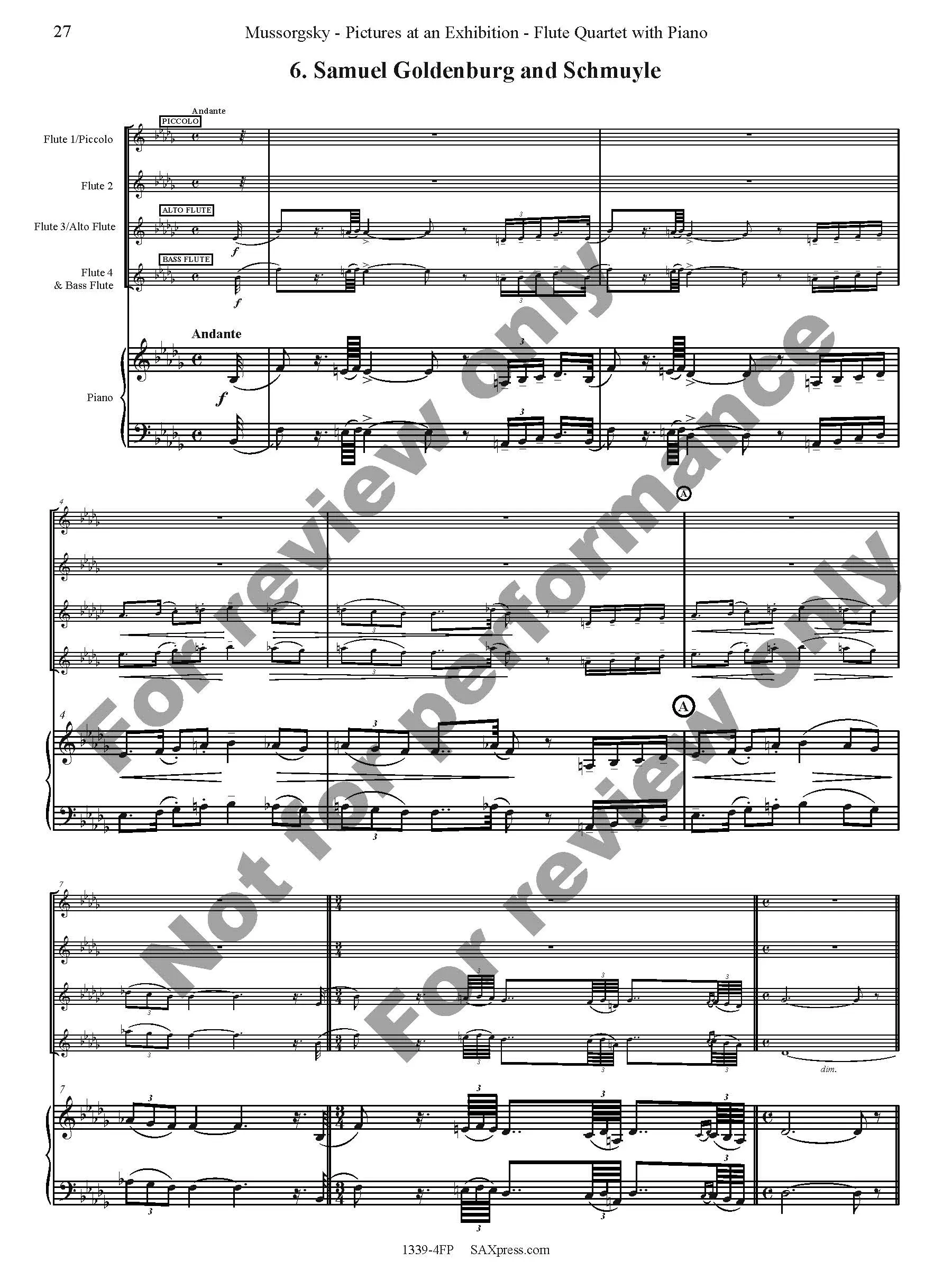 Pictures at an Exhibition Flute Quartet with Piano - Image 29