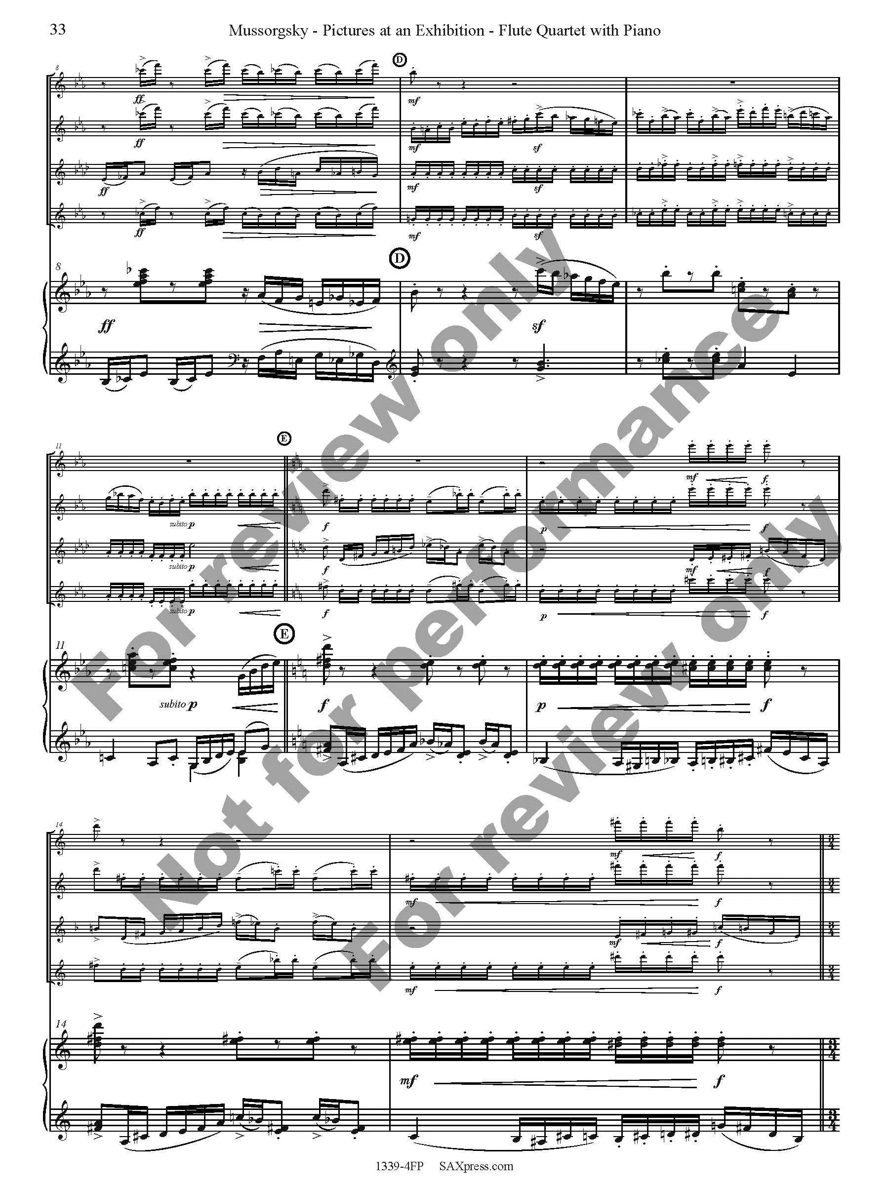Pictures at an Exhibition Flute Quartet with Piano - Image 35
