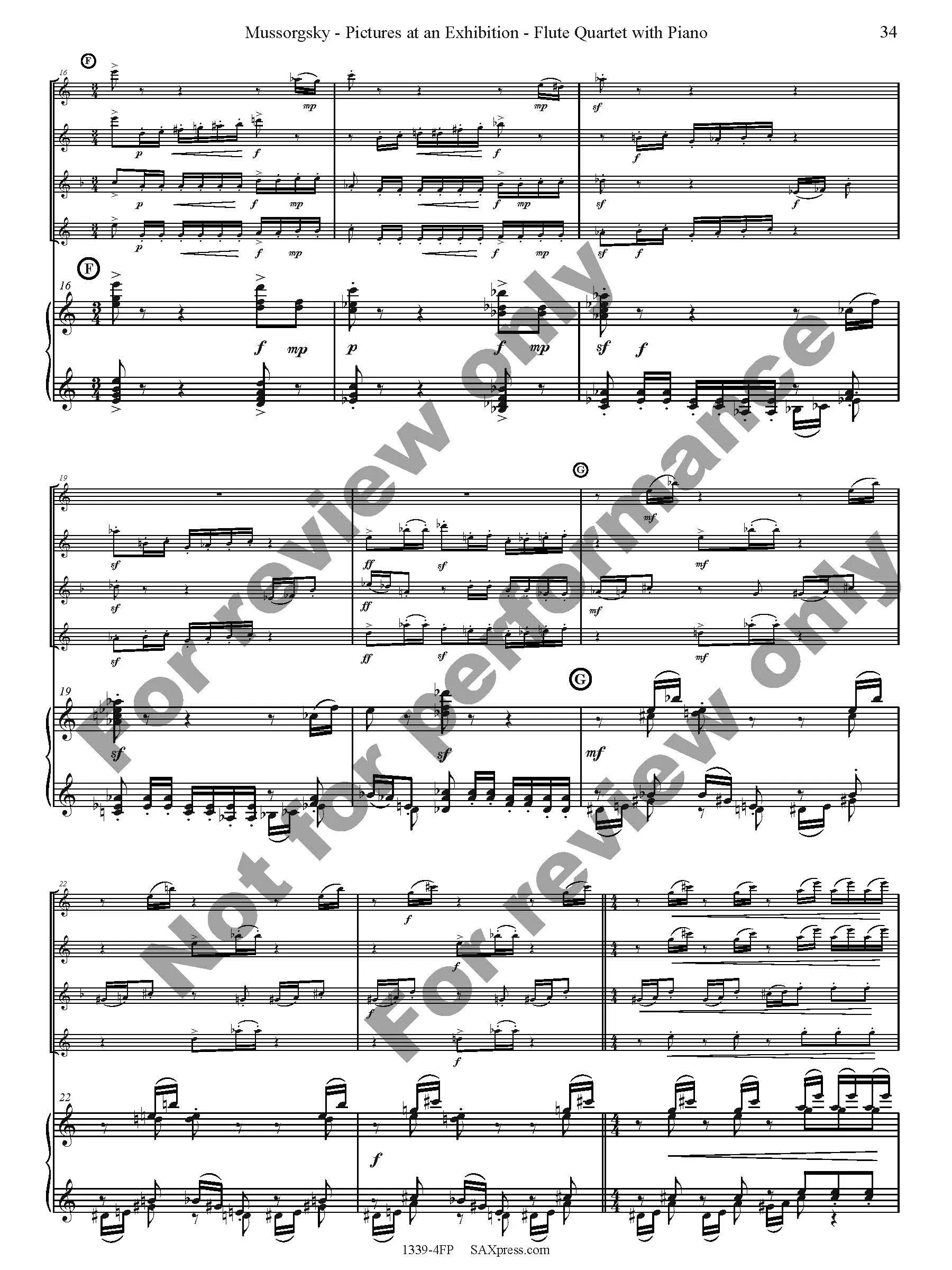 Pictures at an Exhibition Flute Quartet with Piano - Image 36