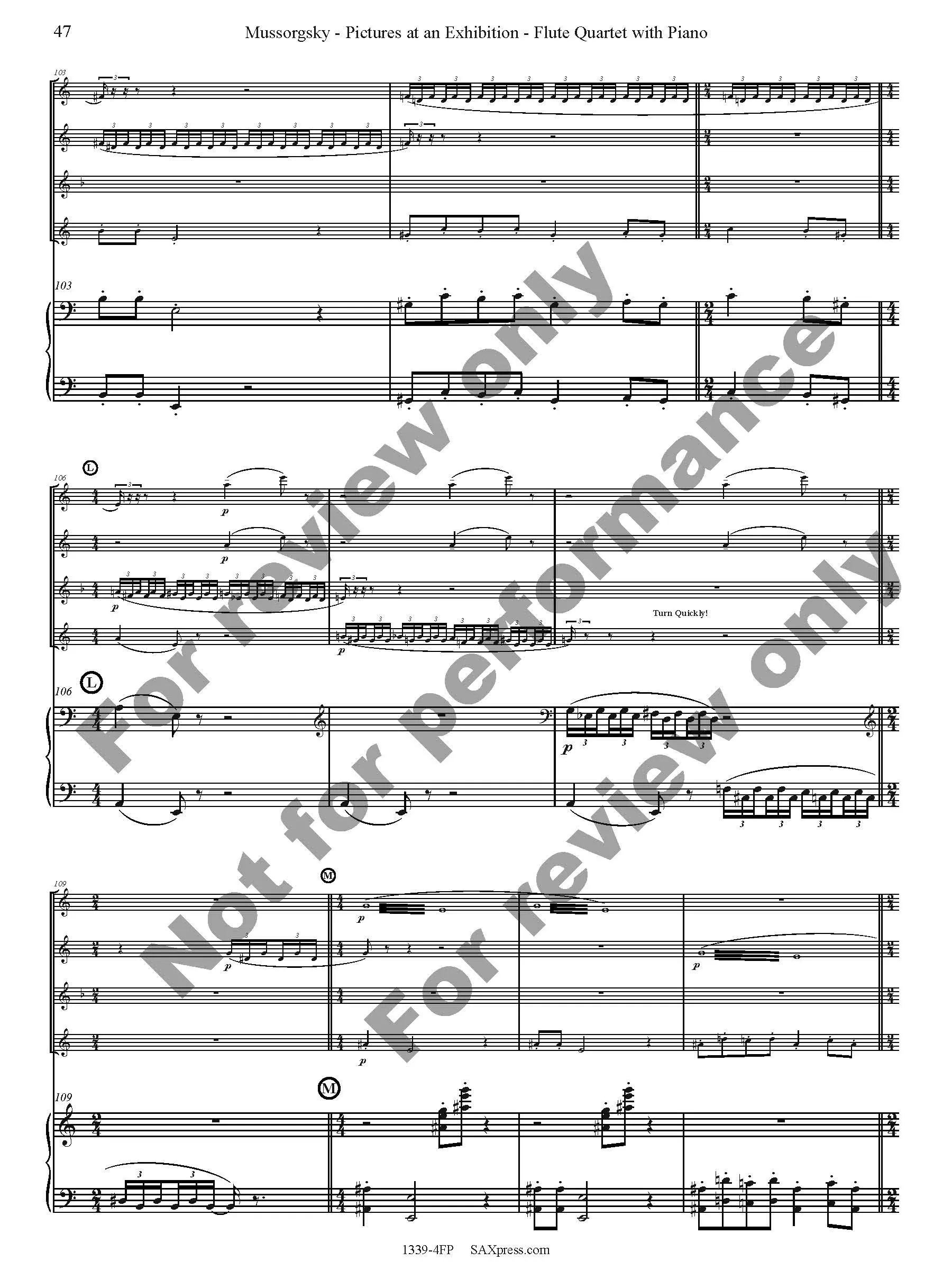 Pictures at an Exhibition Flute Quartet with Piano - Image 49