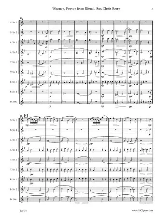 Introduction and Prayer from Rienzi by Wagner, for Sax Choir