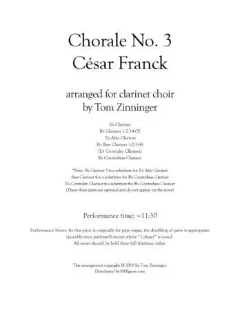Chorale No. 3 | César Franck | Clarinet Choir - Image 2