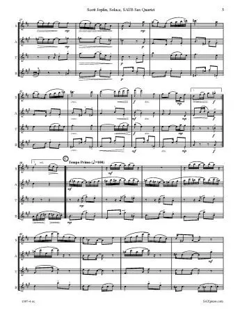 Solace - A Mexican Serenade - Saxophone Quartet - Image 5