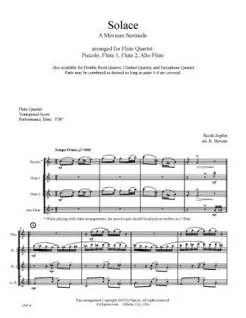 Solace - A Mexican Serenade - Flute Quartet - Image 3