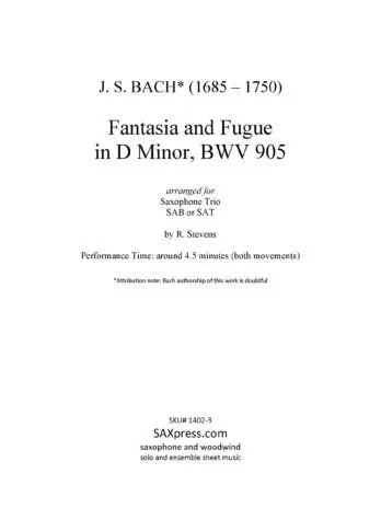 Fantasie and Fugue in D Minor, BWV 905 - Image 2