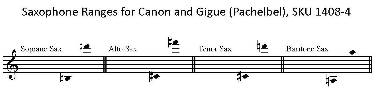 NS- RANGE 1408-4 PACHELBEL - Canon and Gigue Canon and Gigue by Johann Pachelbel, arranged for Saxophone Ensemble