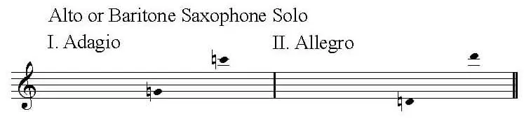 Saxophone Range for Adagio and Allegro - HWV 363b - E flat saxophones
