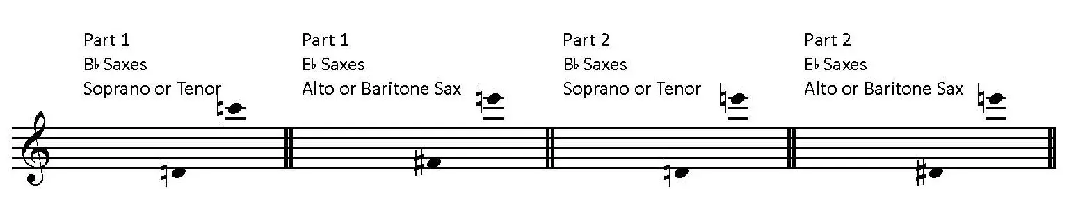 Sonata a Due. Range for saxophones