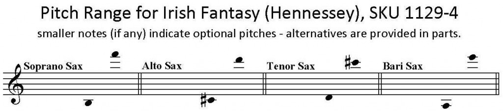 Irish Fantasy by Hennessey for SATB Saxophone Quartet