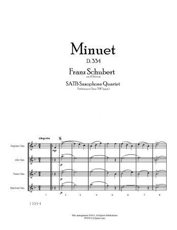SATB Sax Quartet | Minuet D.334 by Schubert