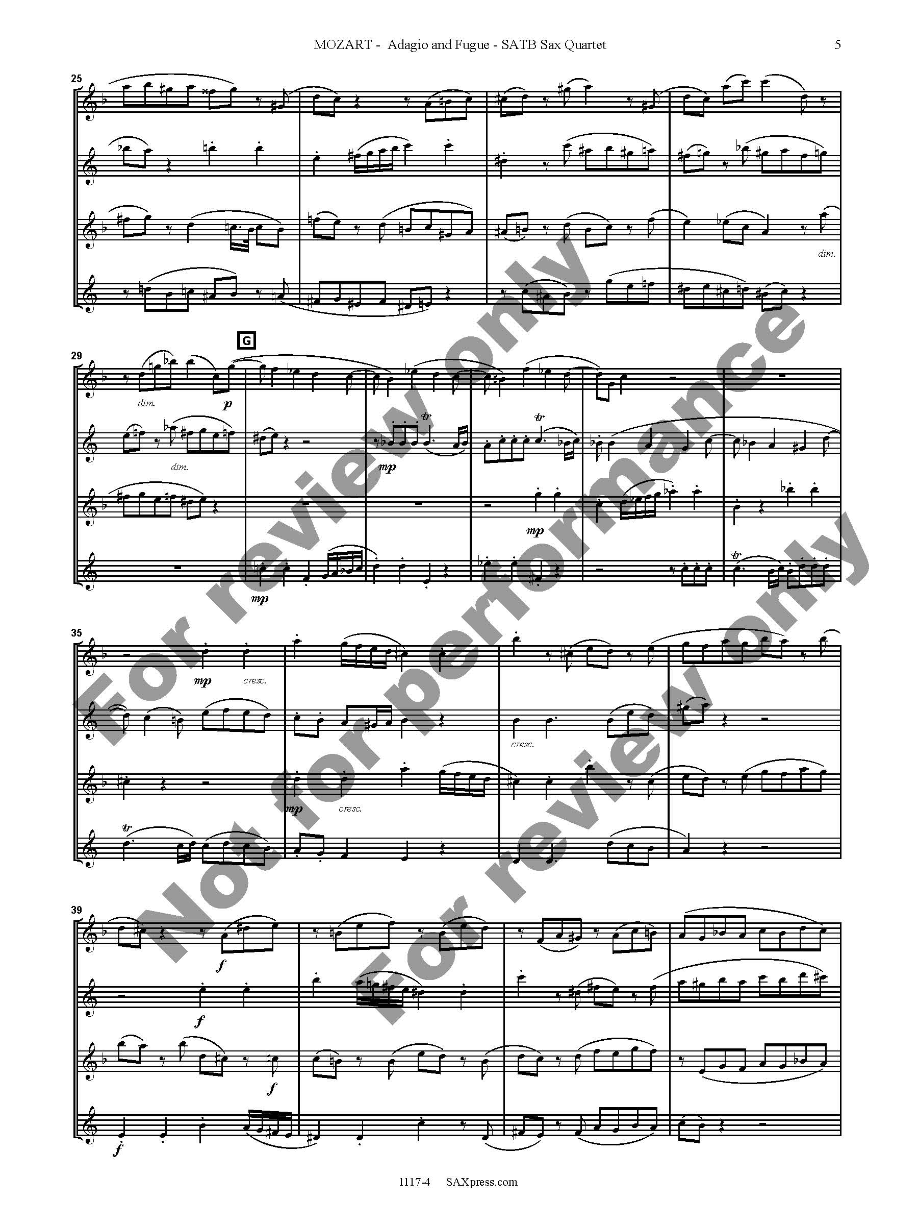 Adagio and Fugue in C minor K546 - Mozart for sax quartet SATB