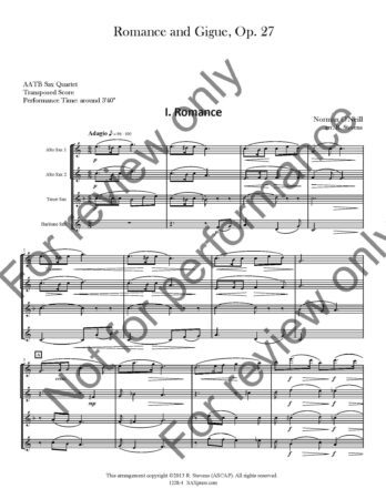 Romance and Gigue | Saxophone Quartet - Image 3