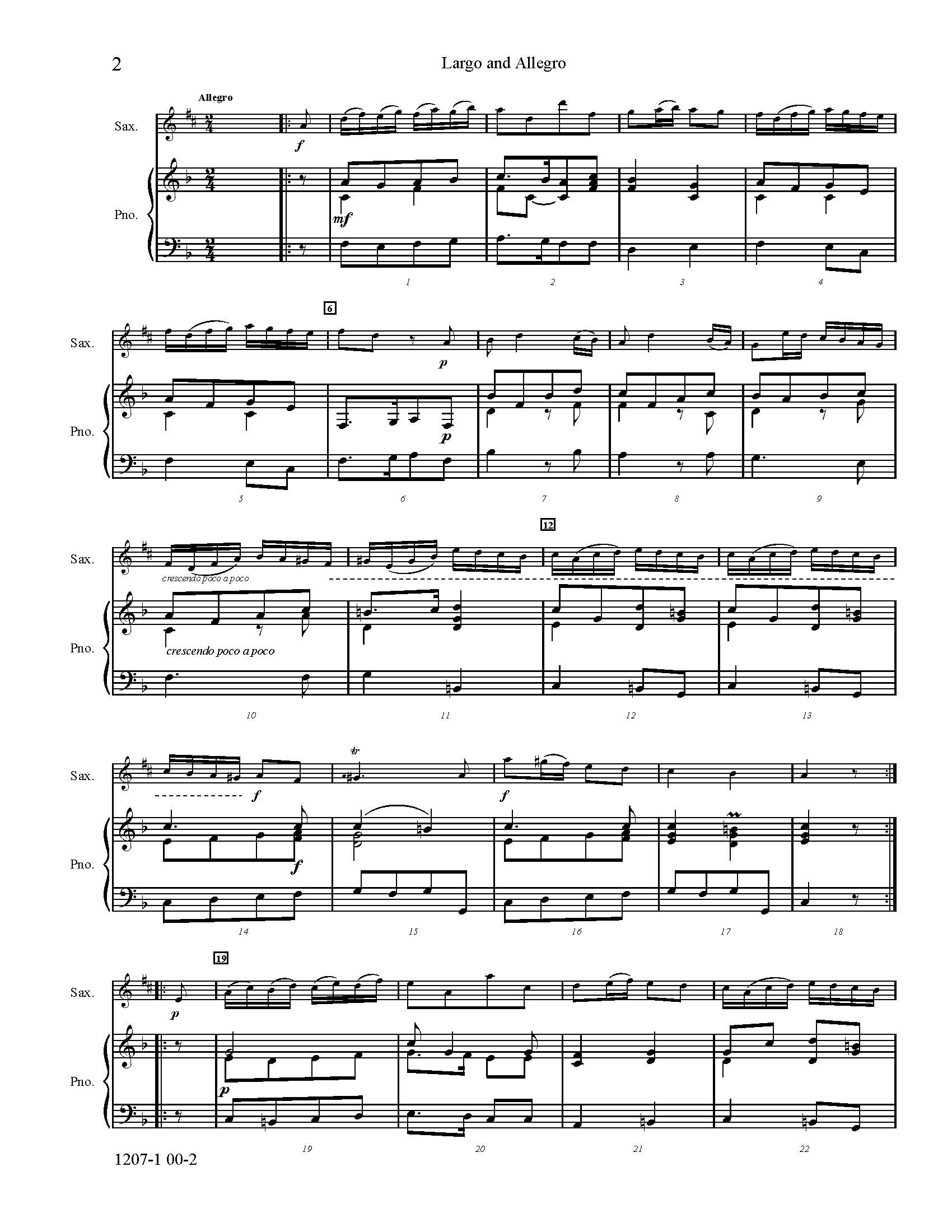 Largo And Allegro By Marcello For Any Saxophone Solo With Piano